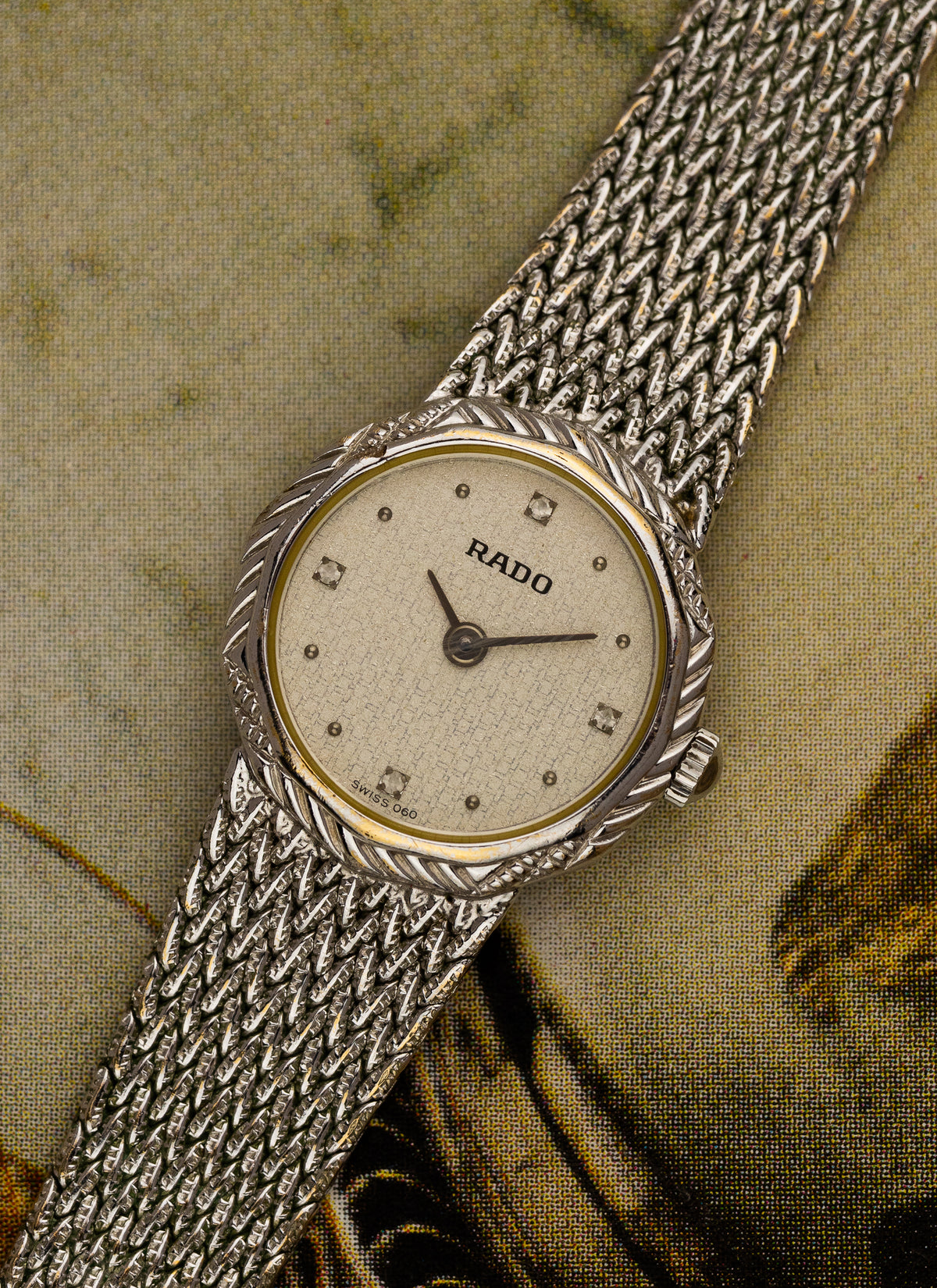 1980s Lady Rado Silver Bracelet Diamonds 204.3640.2