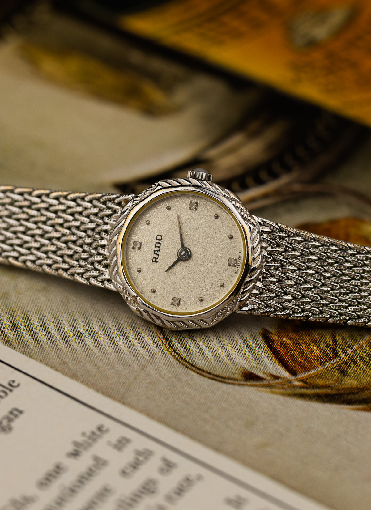 1980s Lady Rado Silver Bracelet Diamonds 204.3640.2