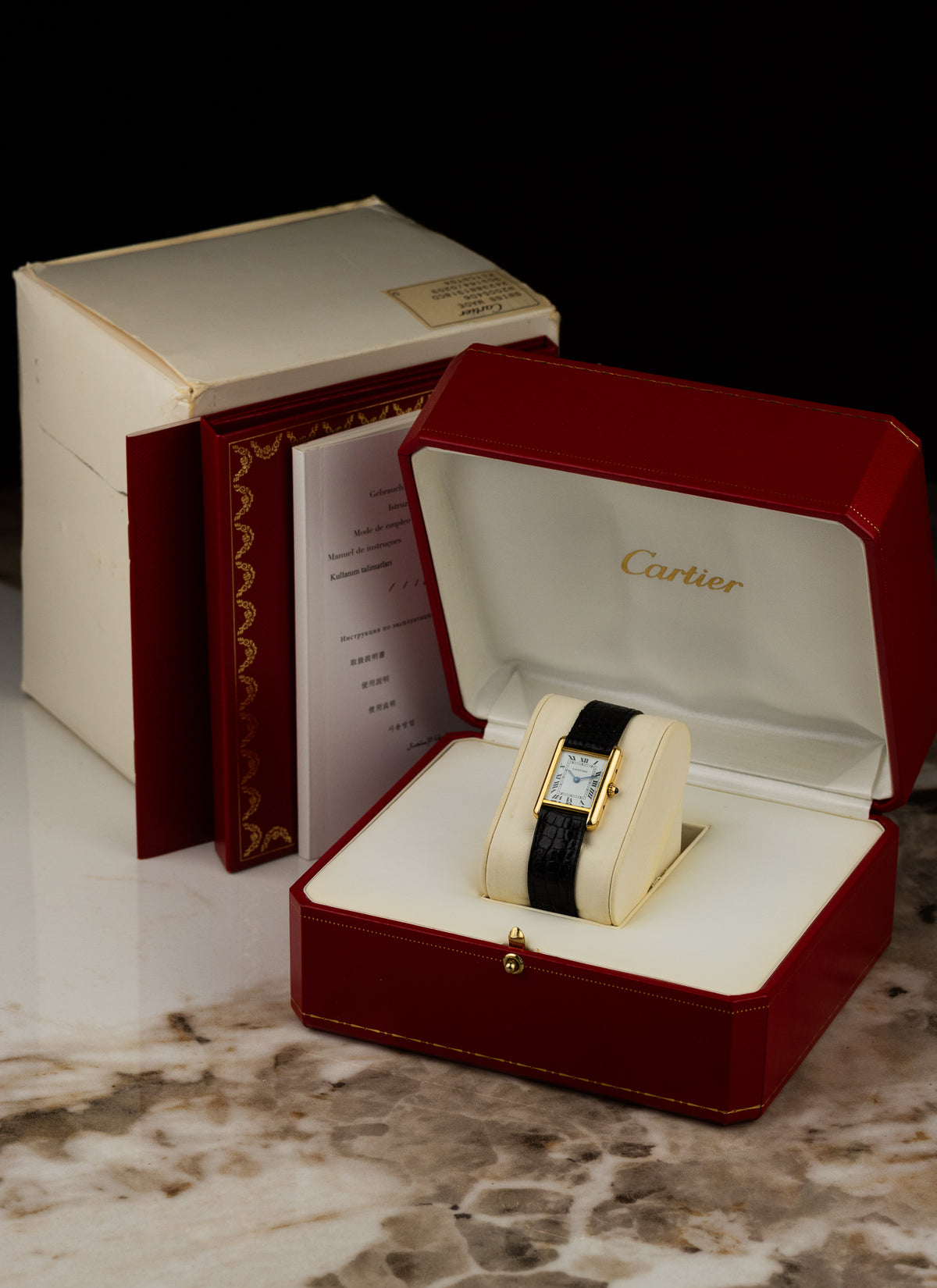 1990s 18K Lady Cartier Tank Louis 66001 Box