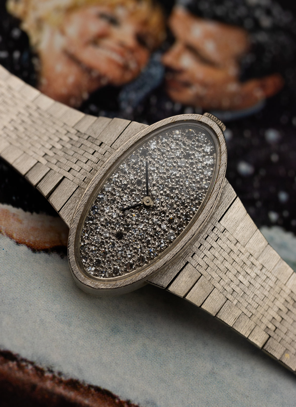 1970s 18K Lady Ebel White Gold Diamonds Pavé Dial