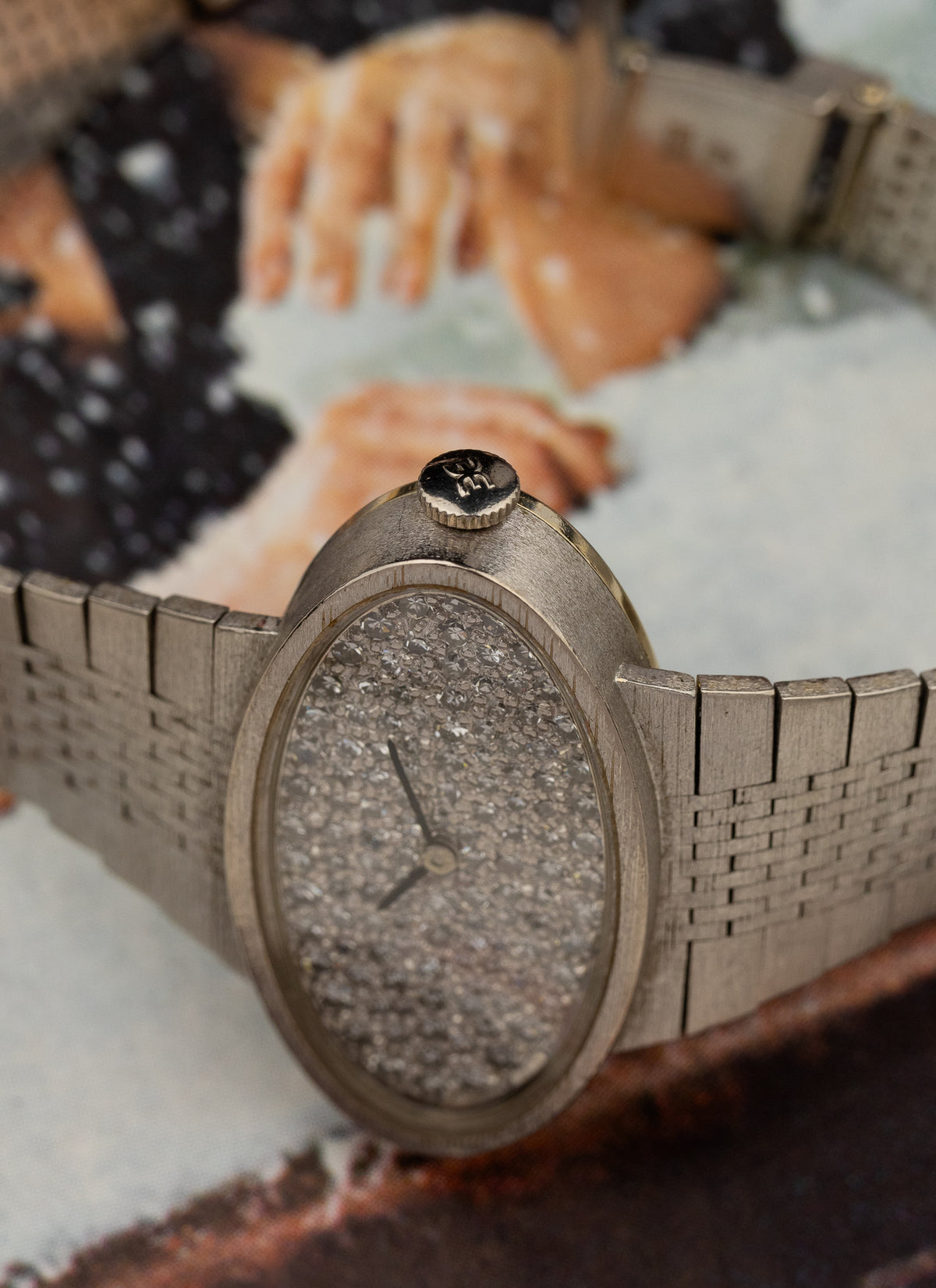 1970s 18K Lady Ebel White Gold Diamonds Pavé Dial