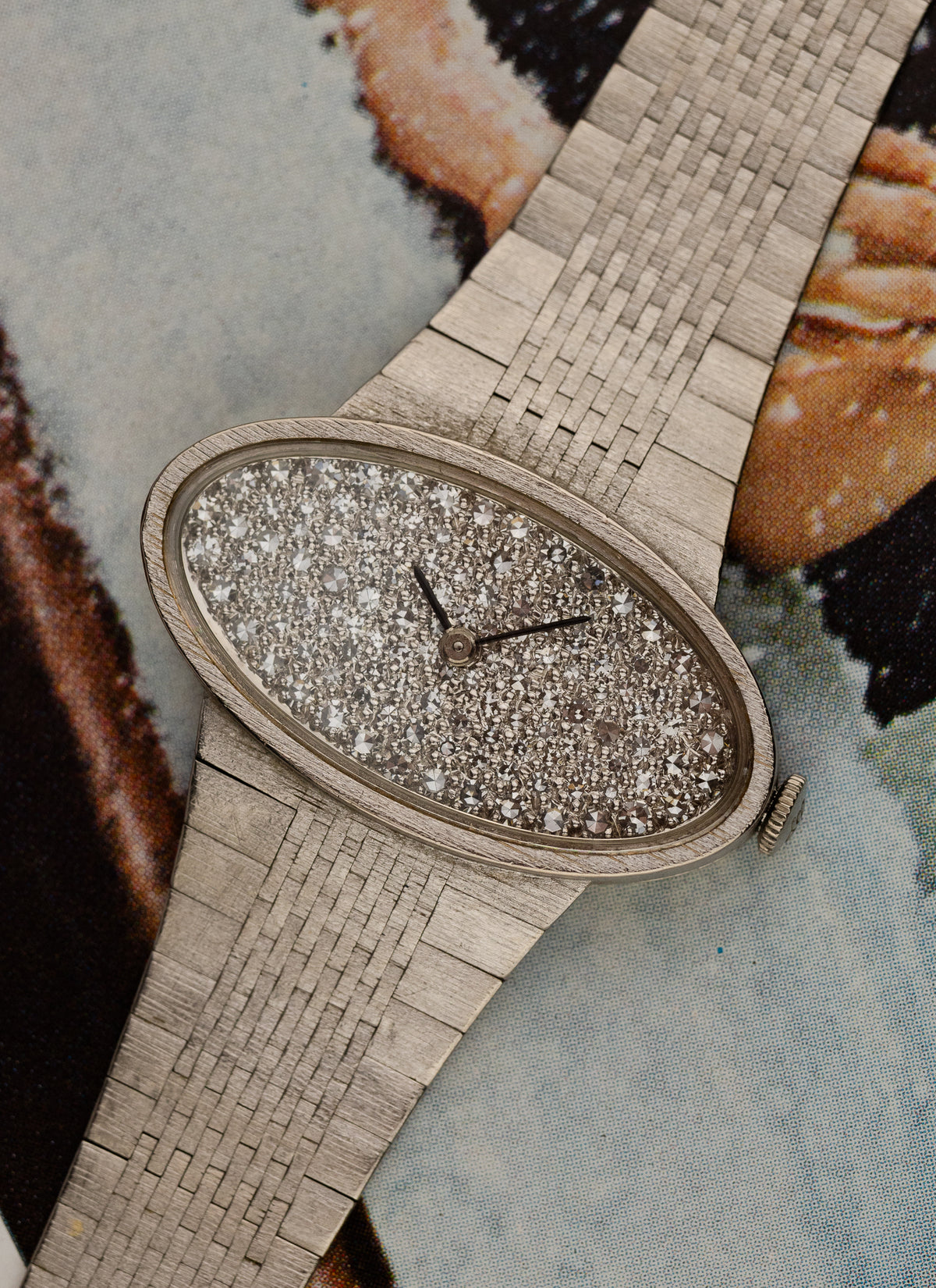 1970s 18K Lady Ebel White Gold Diamonds Pavé Dial