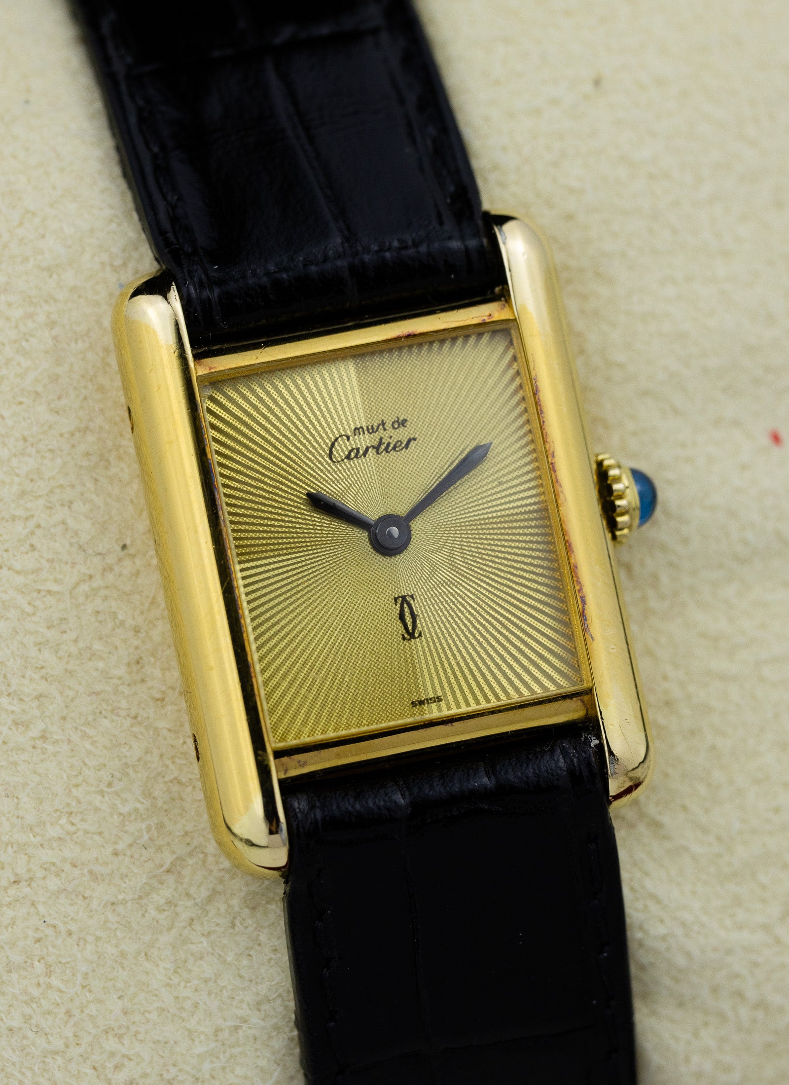 1980s Lady Cartier Must Tank Manual Winding „Discor Dial”