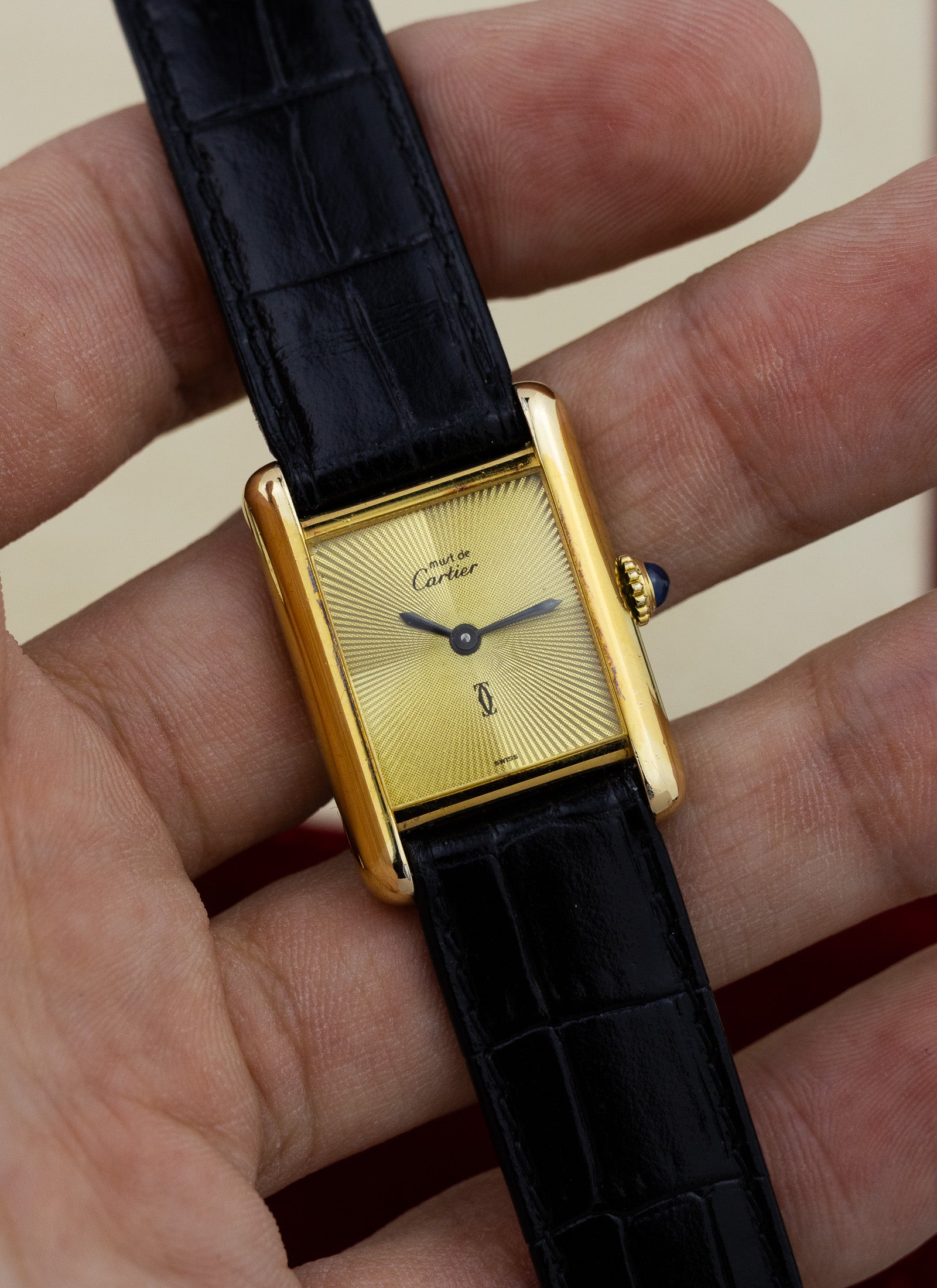 1980s Lady Cartier Must Tank Manual Winding „Discor Dial”