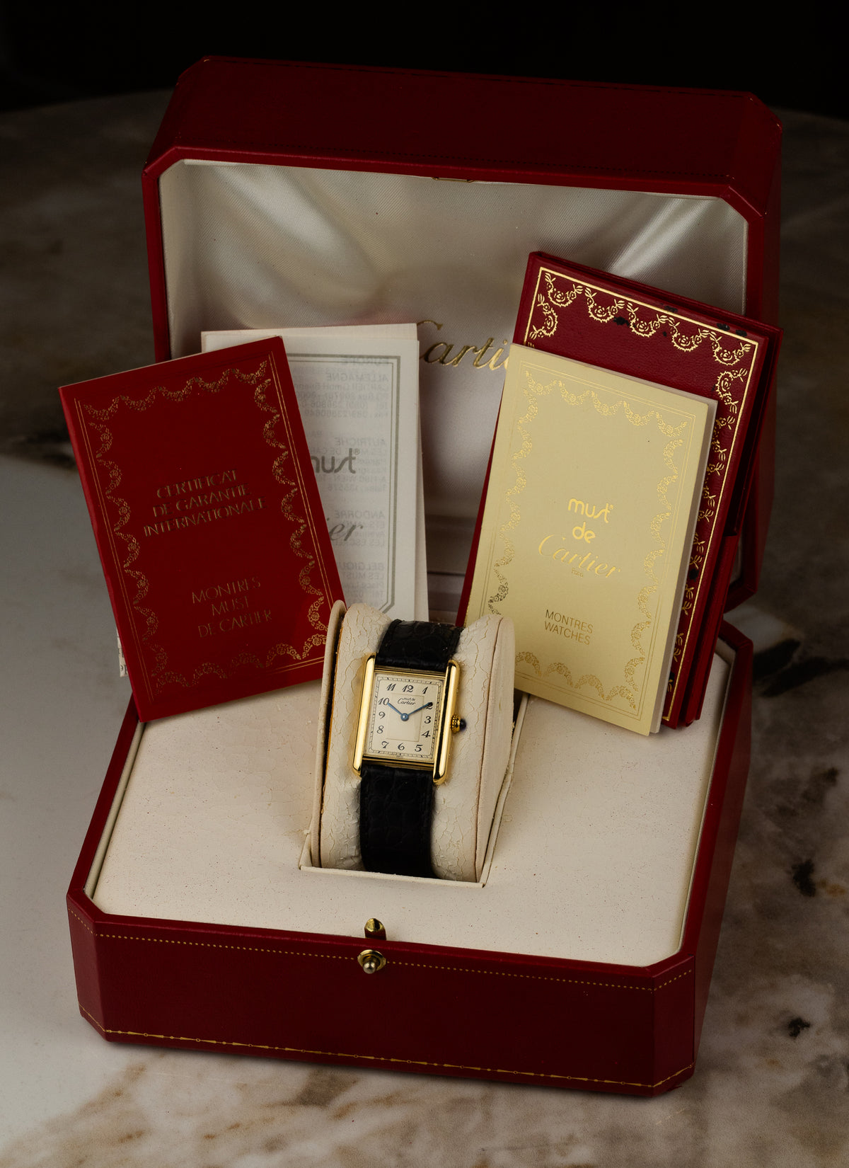 1980s Cartier Must Tank Breguet Dial 590005 Full Set