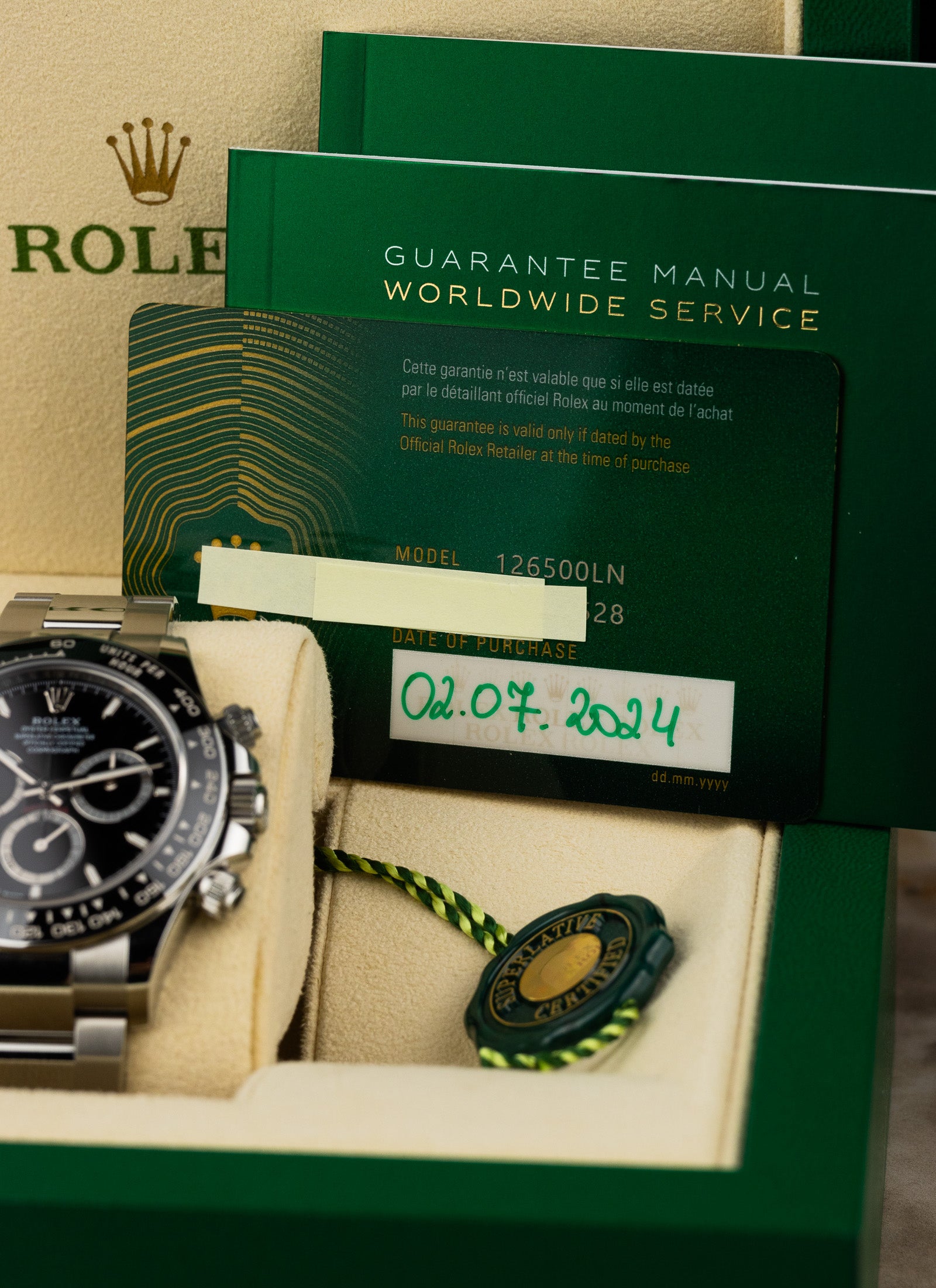 2024 Rolex Daytona 126500LN Black Dial New/Unworn Full Set Kruk