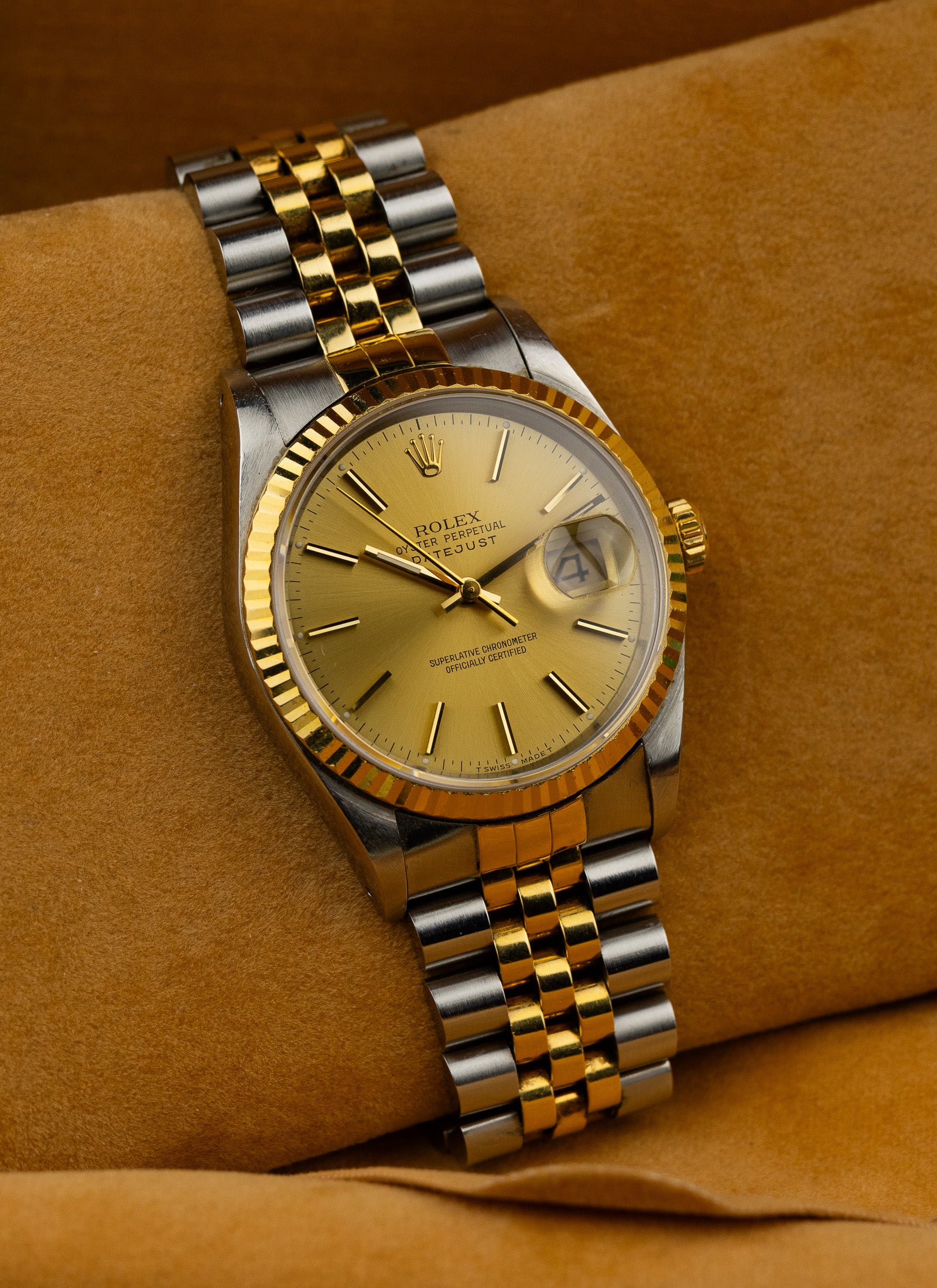 1991 Rolex Datejust Bicolor Champagne Dial 16233 Serviced Full Set