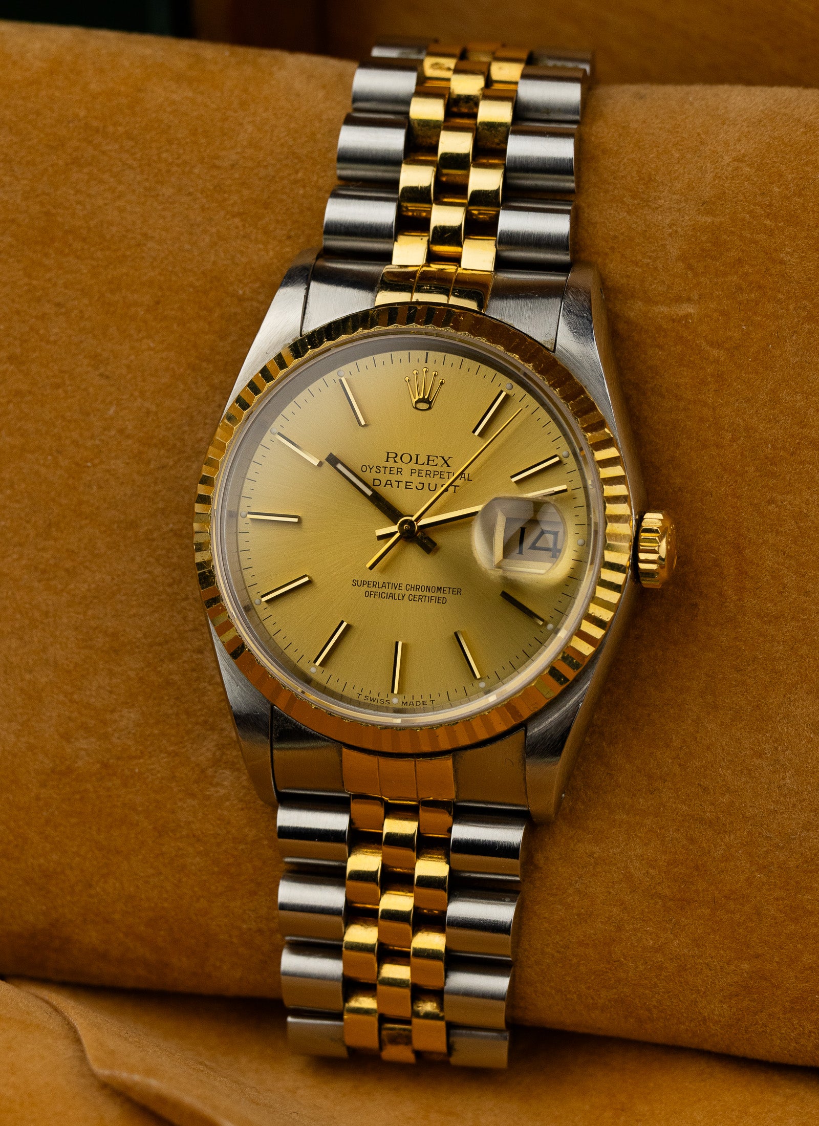 1991 Rolex Datejust Bicolor Champagne Dial 16233 Serviced Full Set
