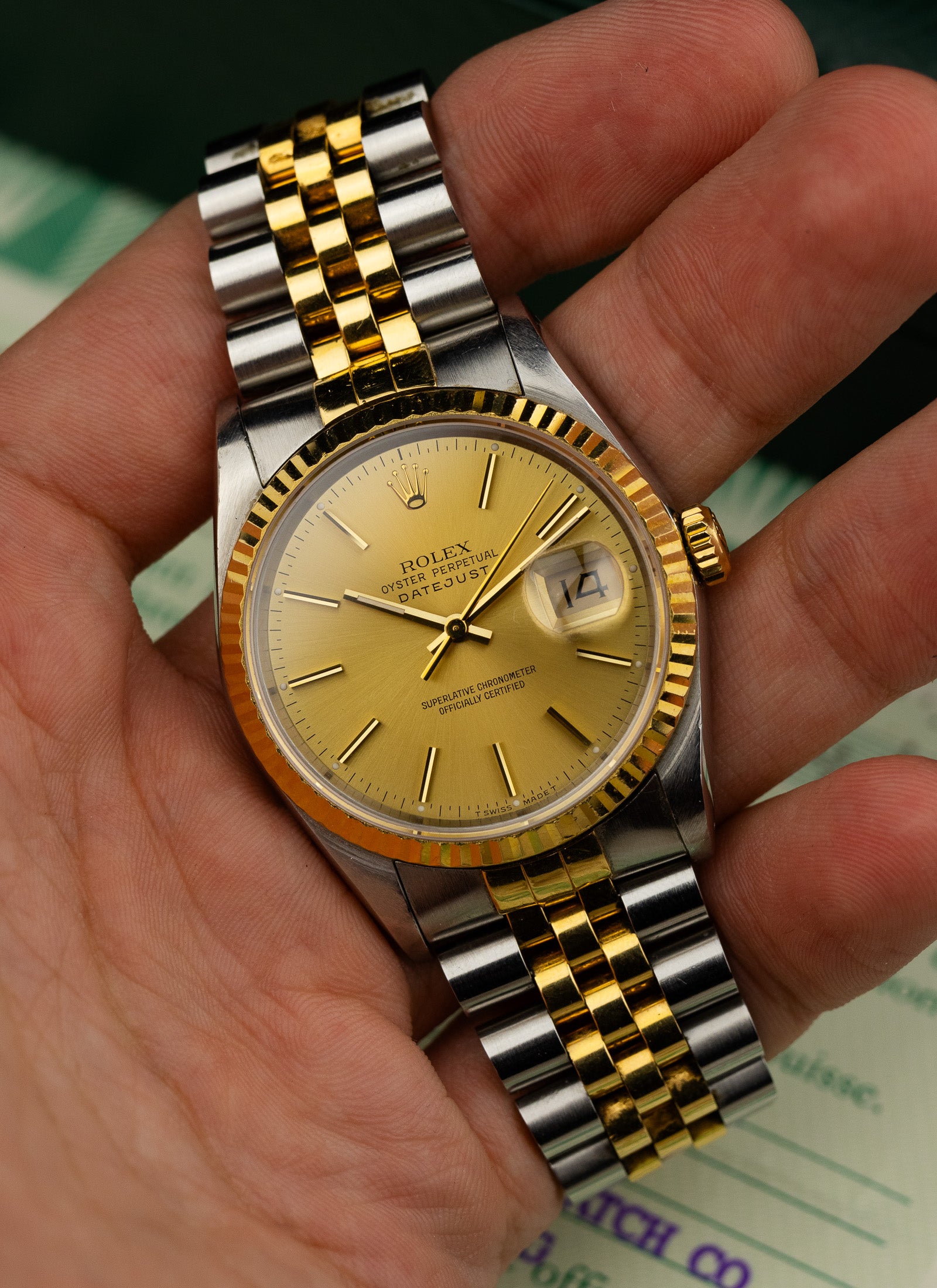 1991 Rolex Datejust Bicolor Champagne Dial 16233 Serviced Full Set