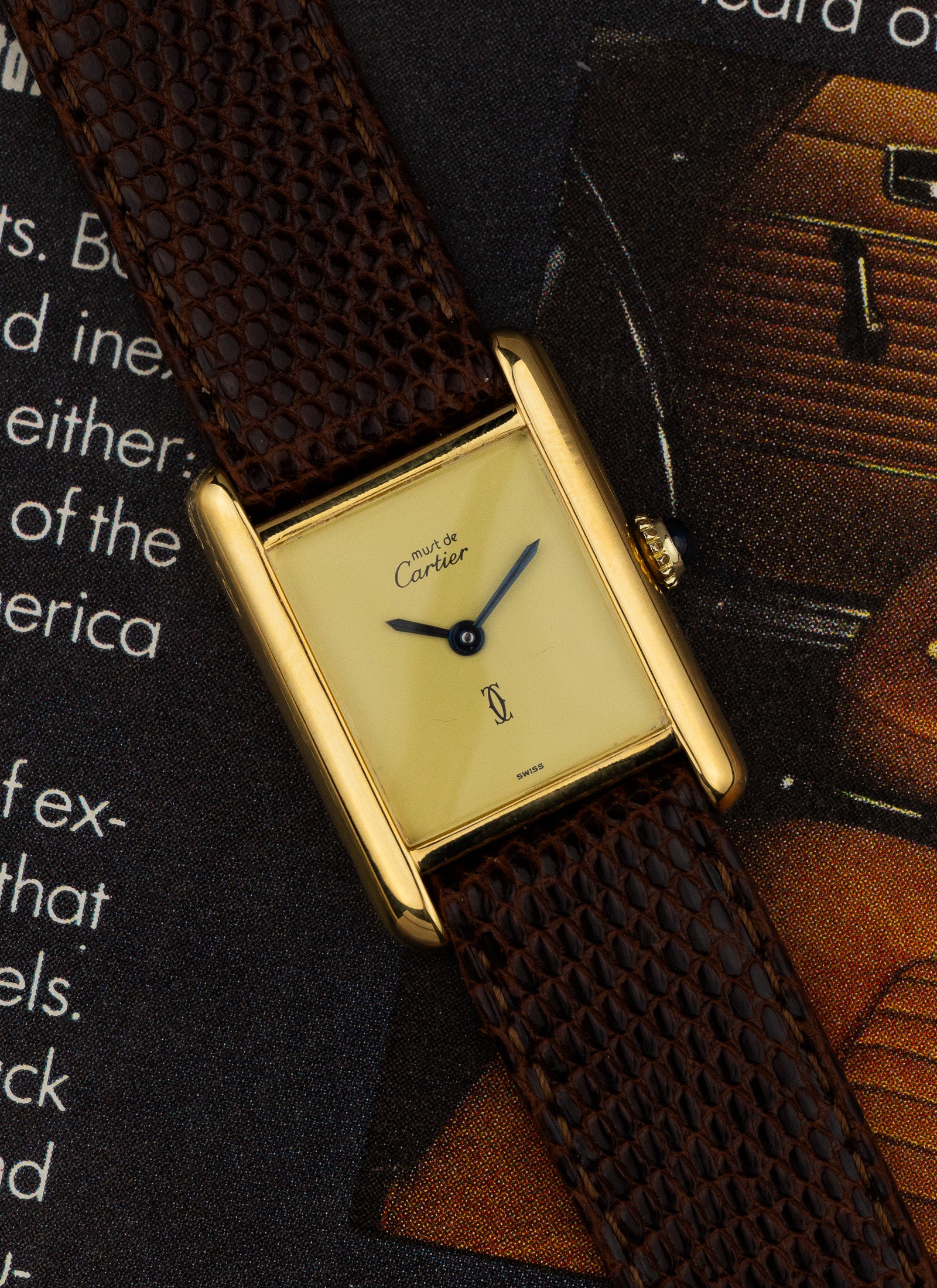 1980s Lady Cartier Must Tank Lemon Dial Manual Winding Serviced