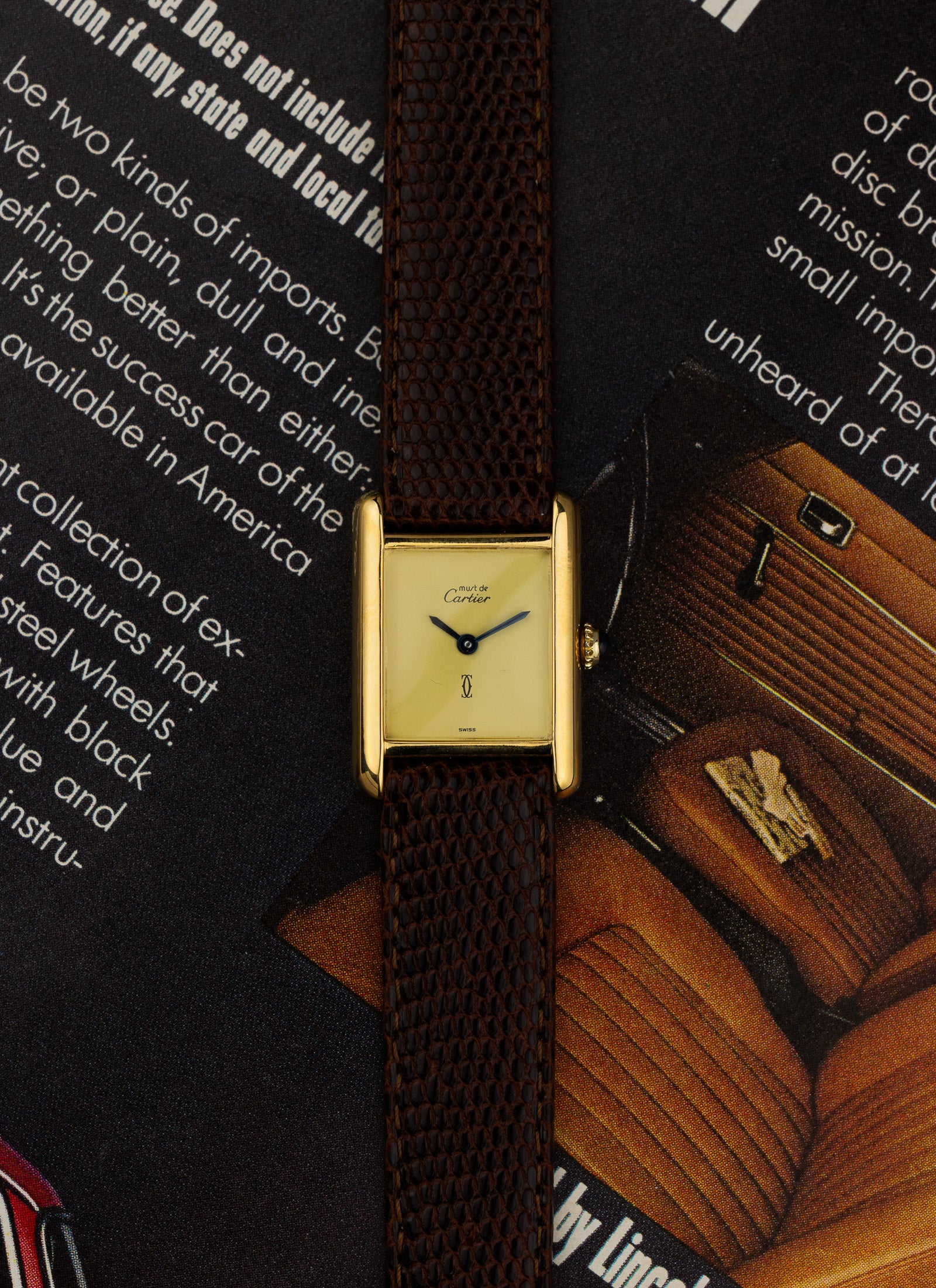1980s Lady Cartier Must Tank Lemon Dial Manual Winding Serviced