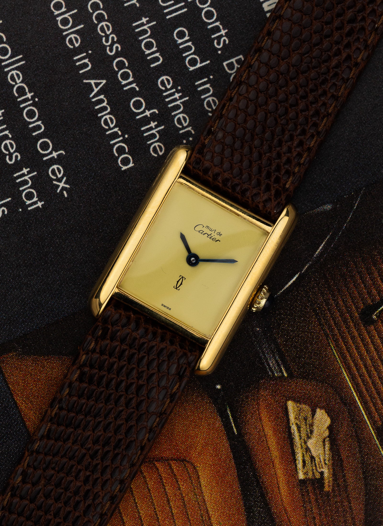 1980s Lady Cartier Must Tank Lemon Dial Manual Winding Serviced
