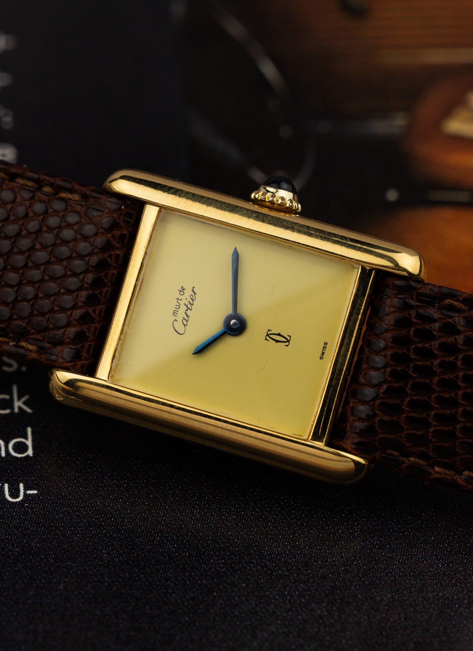 1980s Lady Cartier Must Tank Lemon Dial Manual Winding Serviced