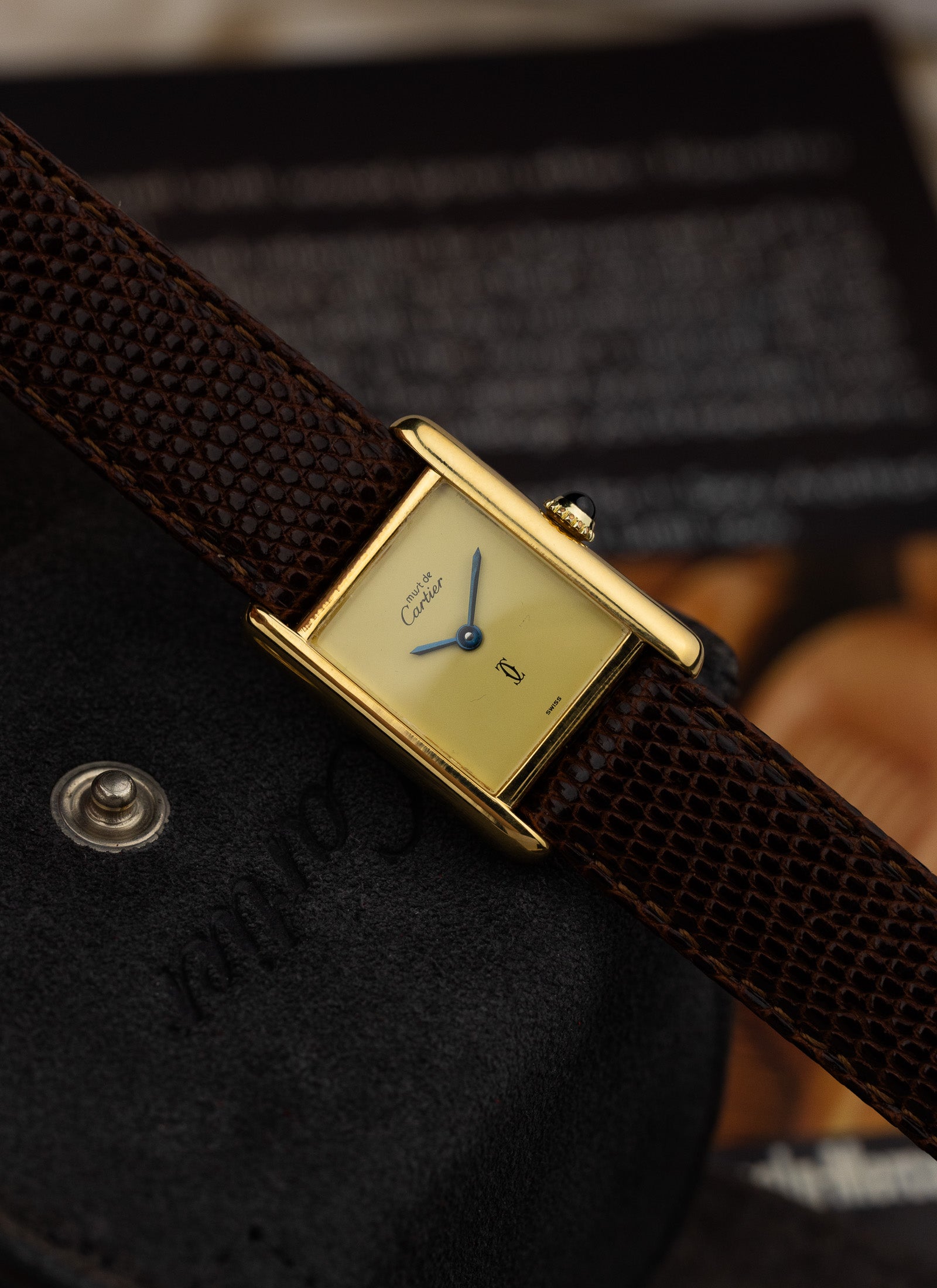1980s Lady Cartier Must Tank Lemon Dial Manual Winding Serviced