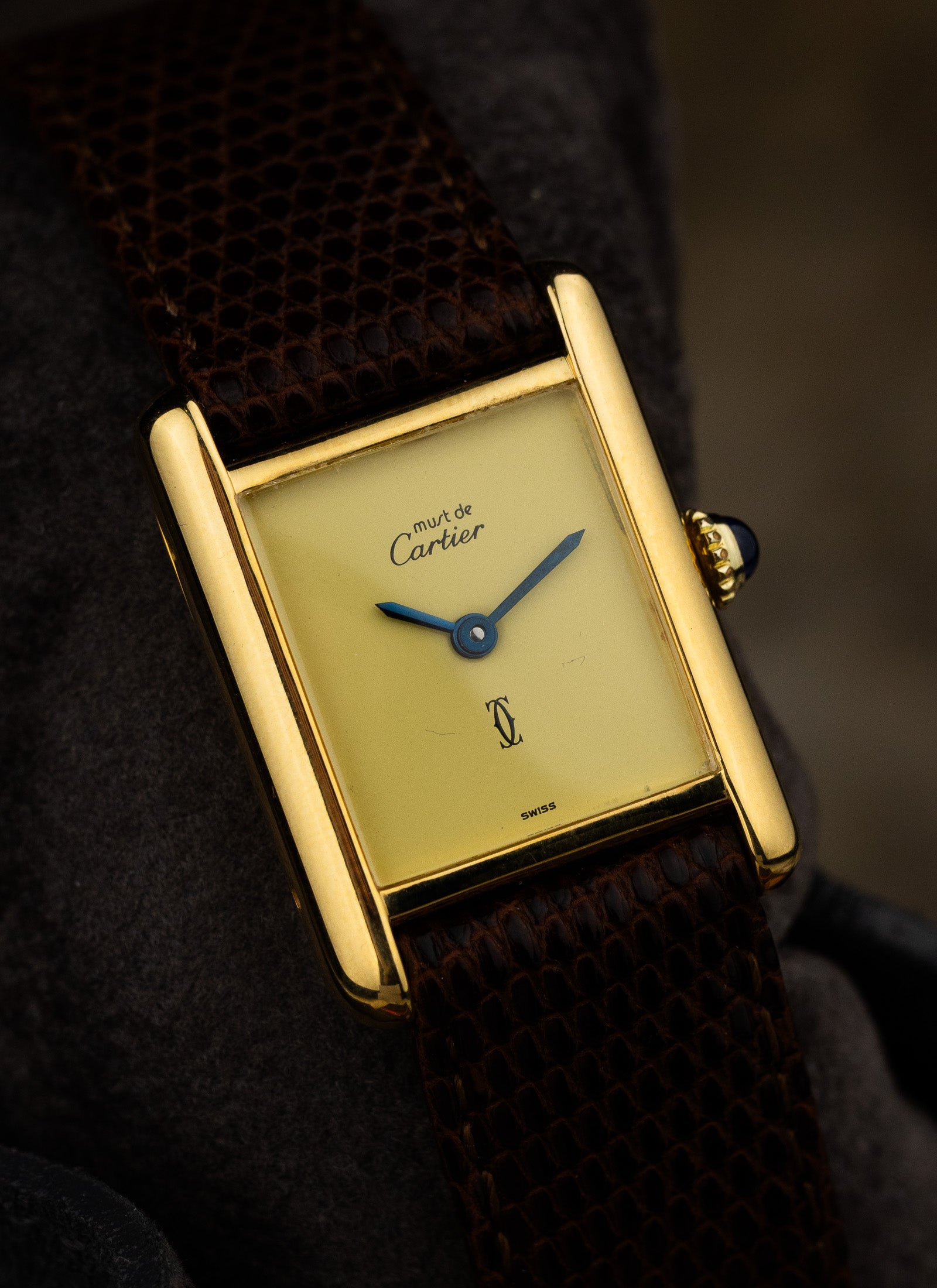 1980s Lady Cartier Must Tank Lemon Dial Manual Winding Serviced
