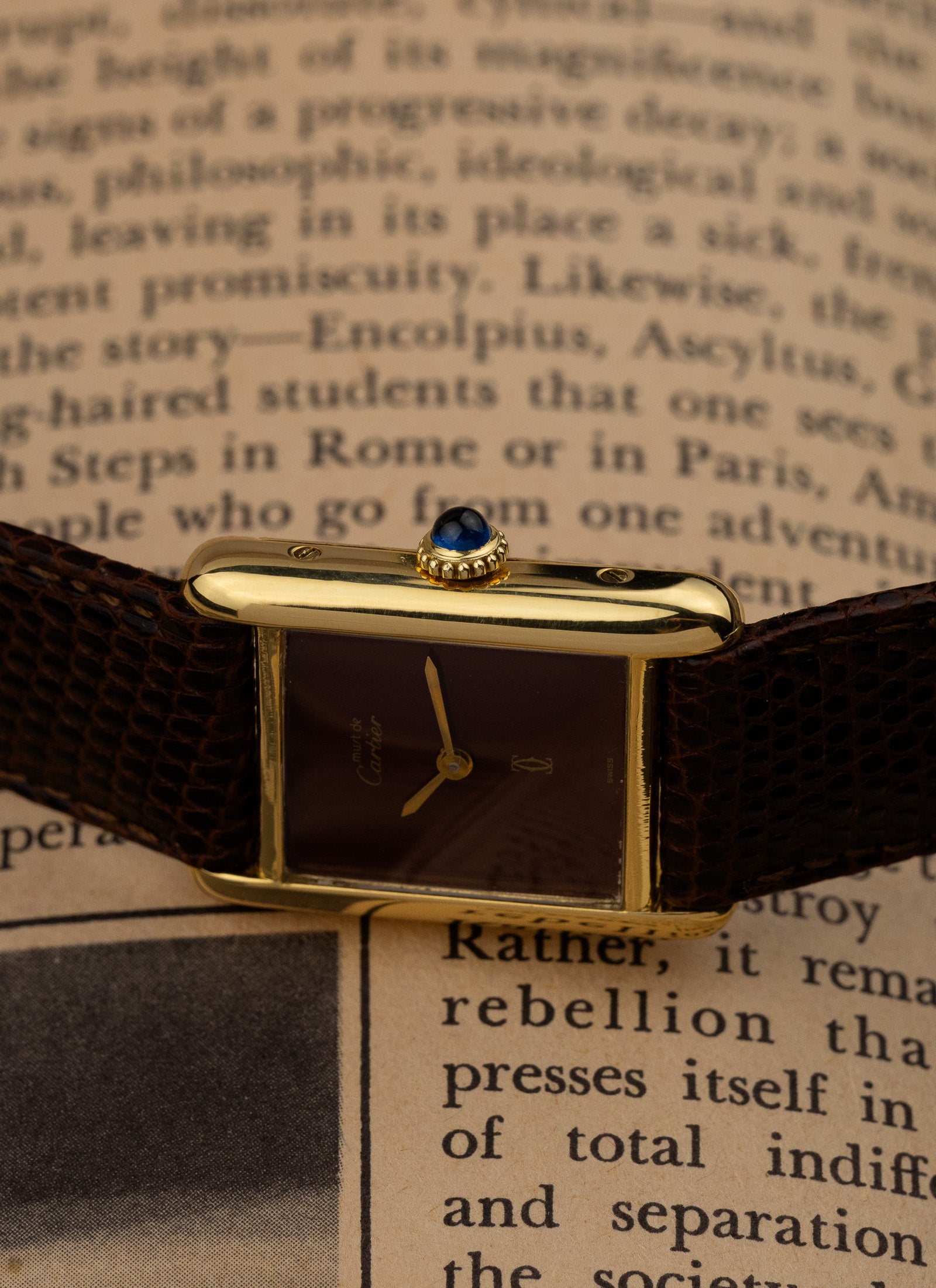 1980s Lady Cartier Must Tank Burgundy Manual Winding Serviced