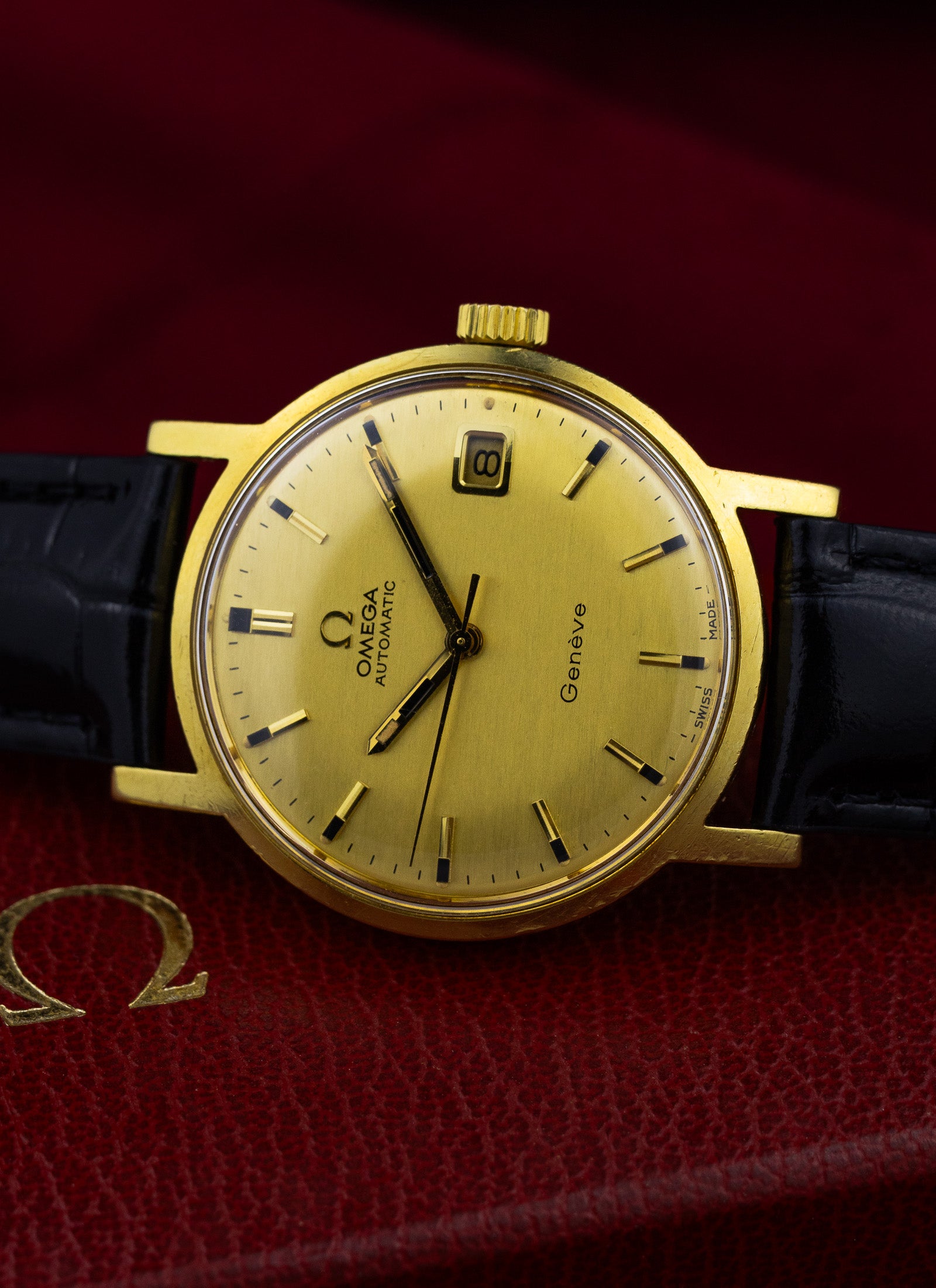 1969 18K Omega Geneve Shantung Dial 166.070 cal. 565 Serviced Box