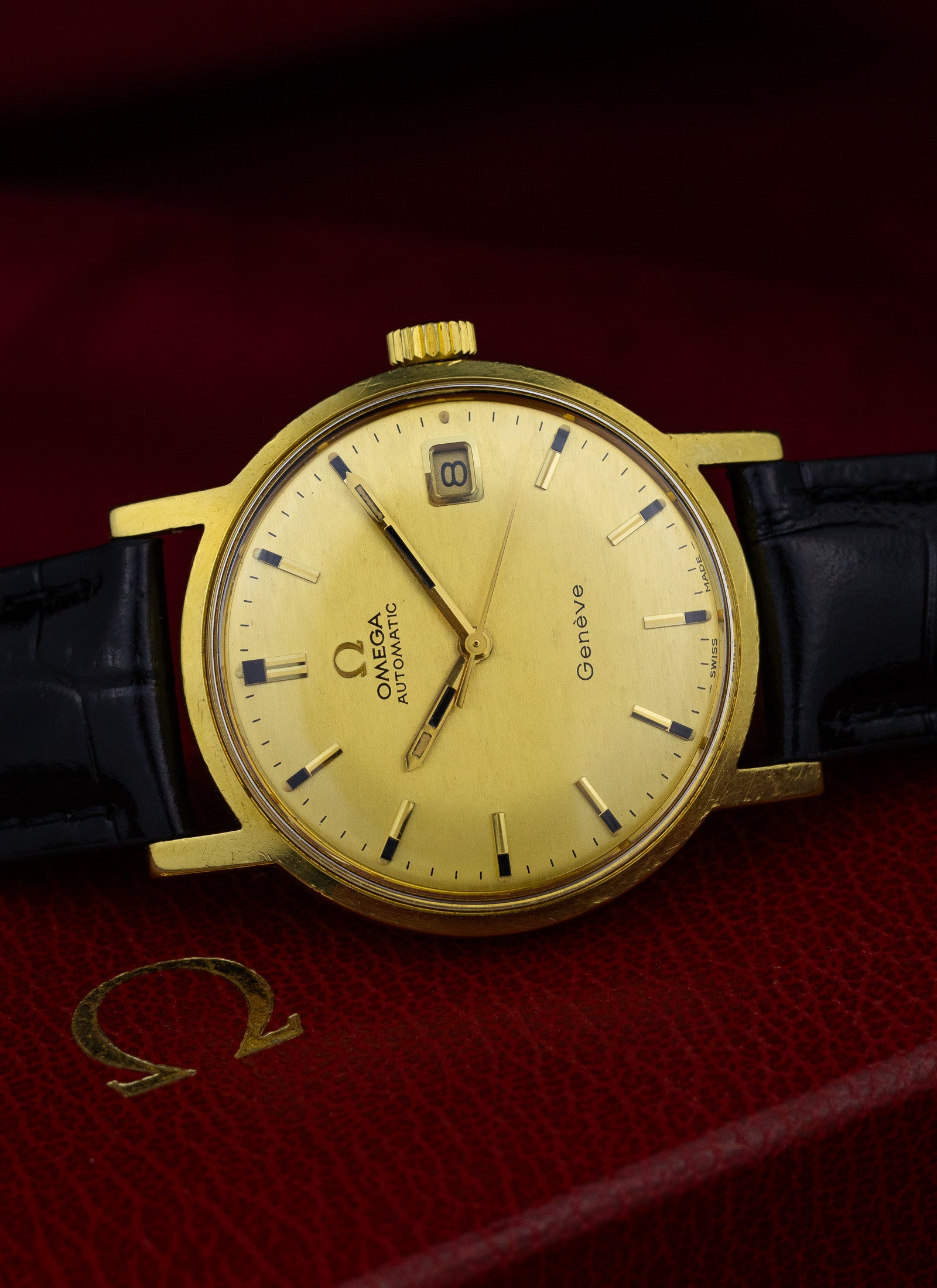 1969 18K Omega Geneve Shantung Dial 166.070 cal. 565 Serviced Box