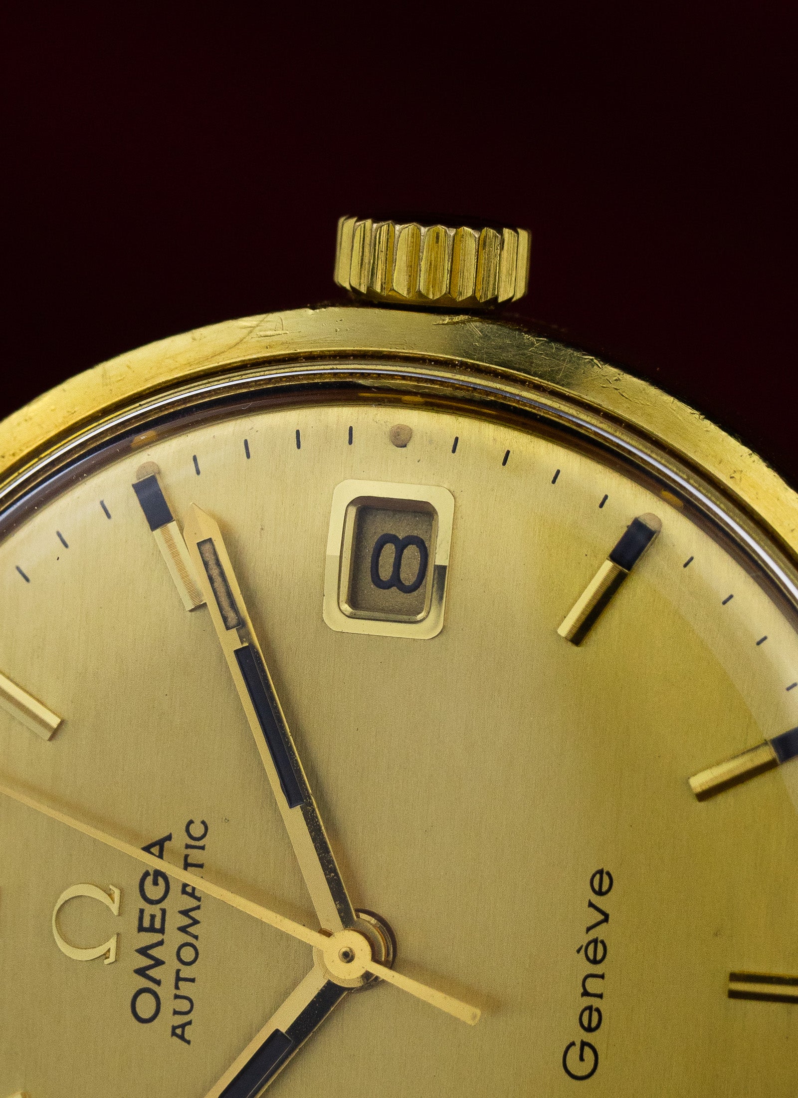 1969 18K Omega Geneve Shantung Dial 166.070 cal. 565 Serviced Box