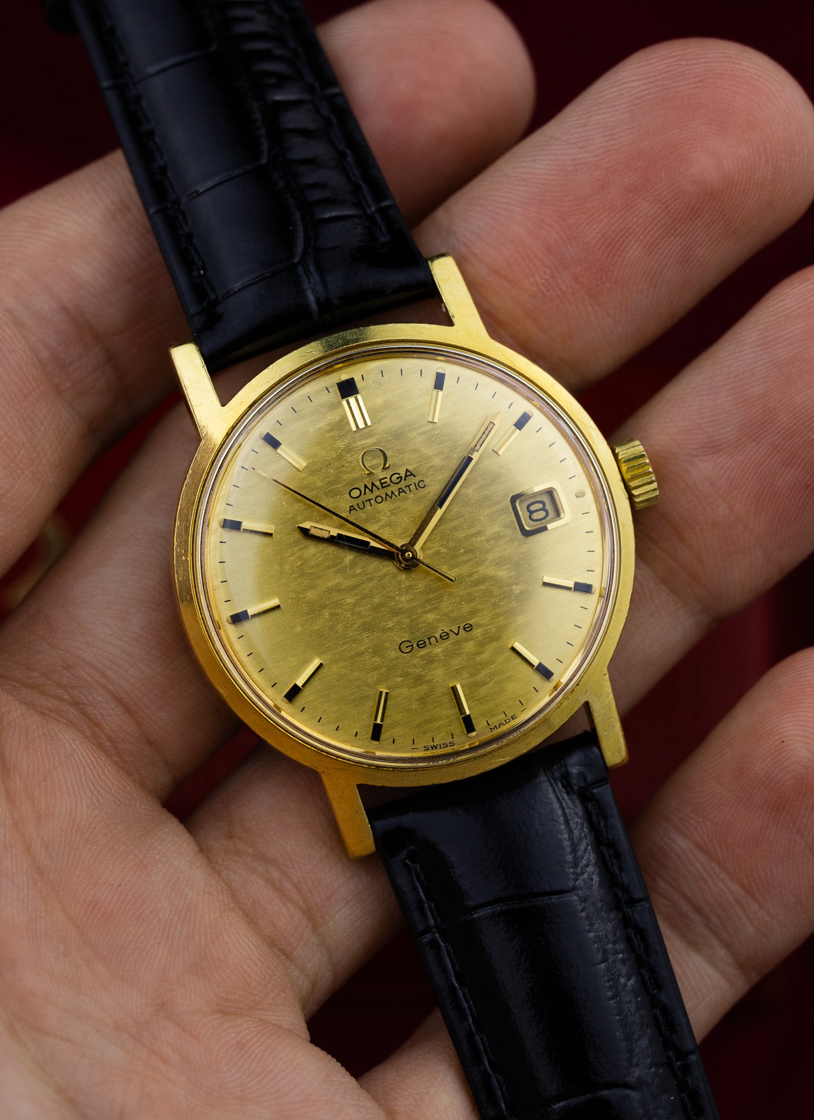 1969 18K Omega Geneve Shantung Dial 166.070 cal. 565 Serviced Box