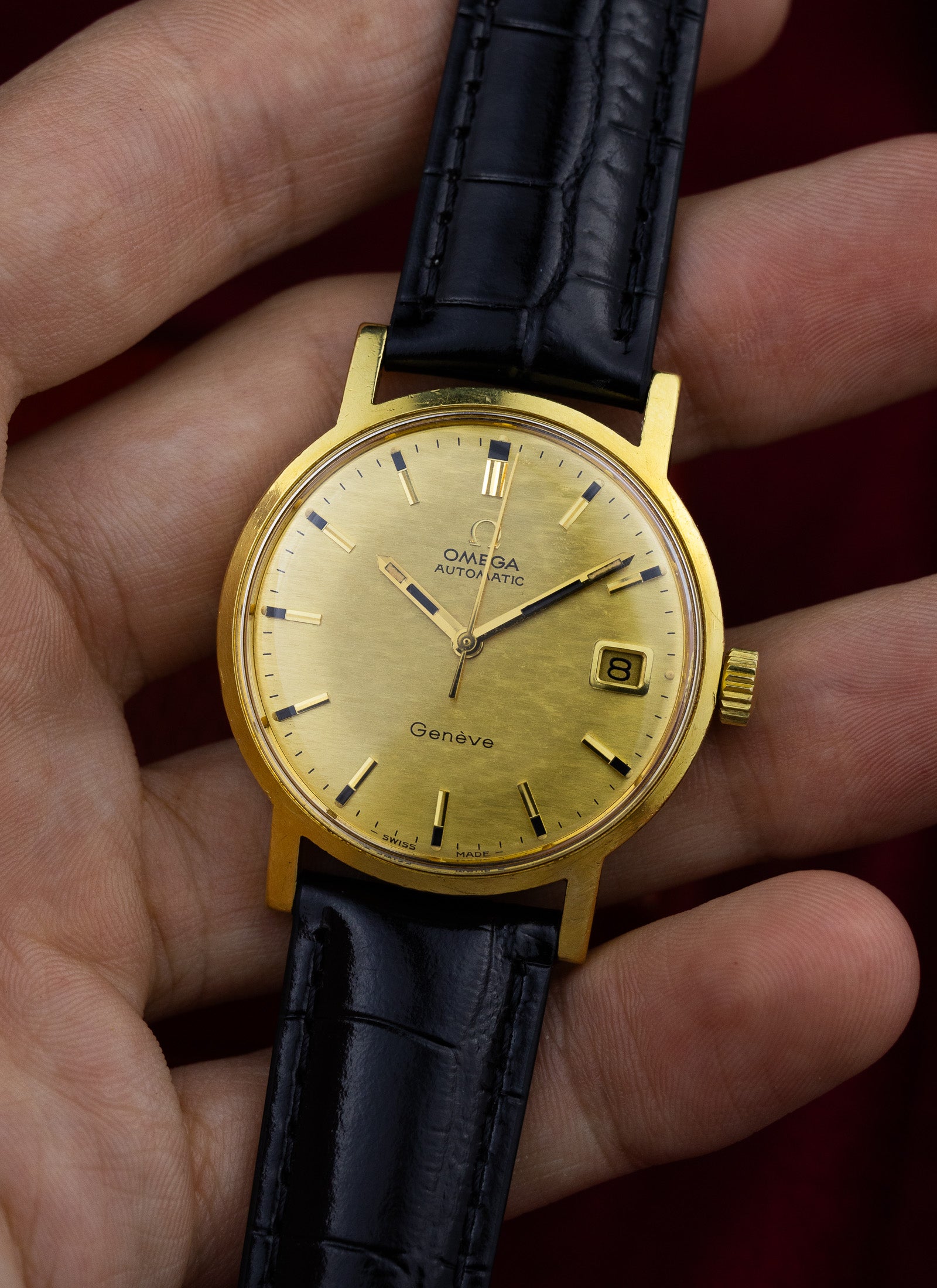 1969 18K Omega Geneve Shantung Dial 166.070 cal. 565 Serviced Box