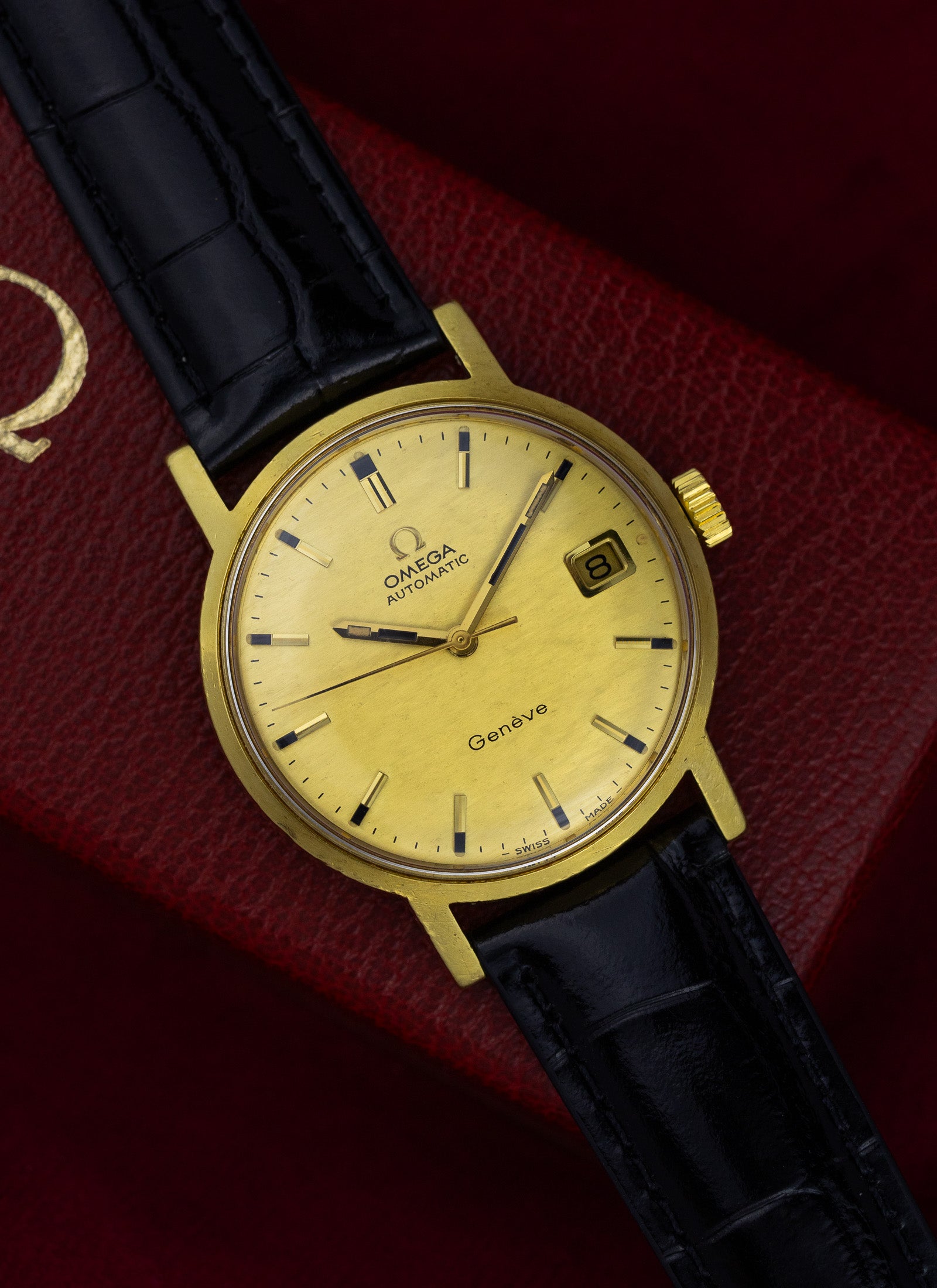 1969 18K Omega Geneve Shantung Dial 166.070 cal. 565 Serviced Box