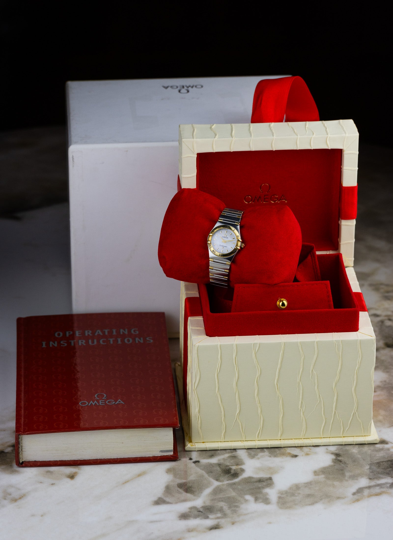1998 Lady Omega Constellation Bicolor MOP Dial 795.1203 cal. 1456 Box