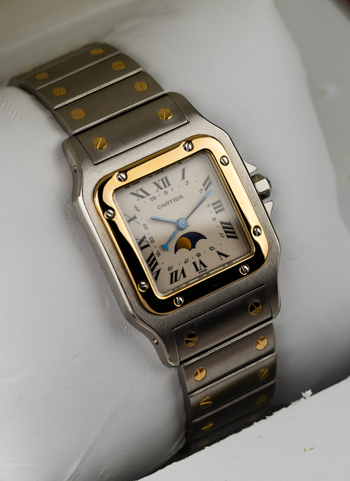1990s Cartier Santos Moonphase Bicolor 119901 Box Serviced