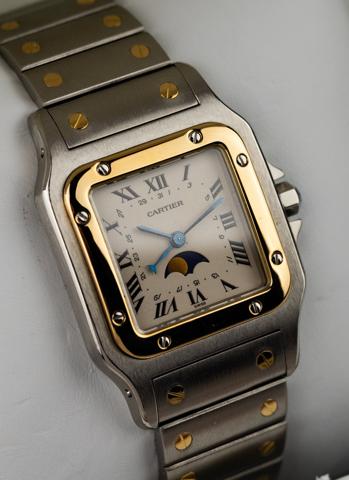 1990s Cartier Santos Moonphase Bicolor 119901 Box Serviced