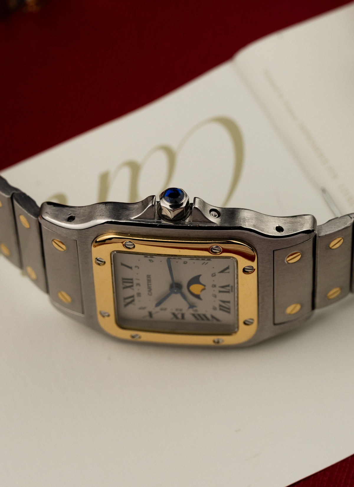 1990s Cartier Santos Moonphase Bicolor 119901 Box Serviced