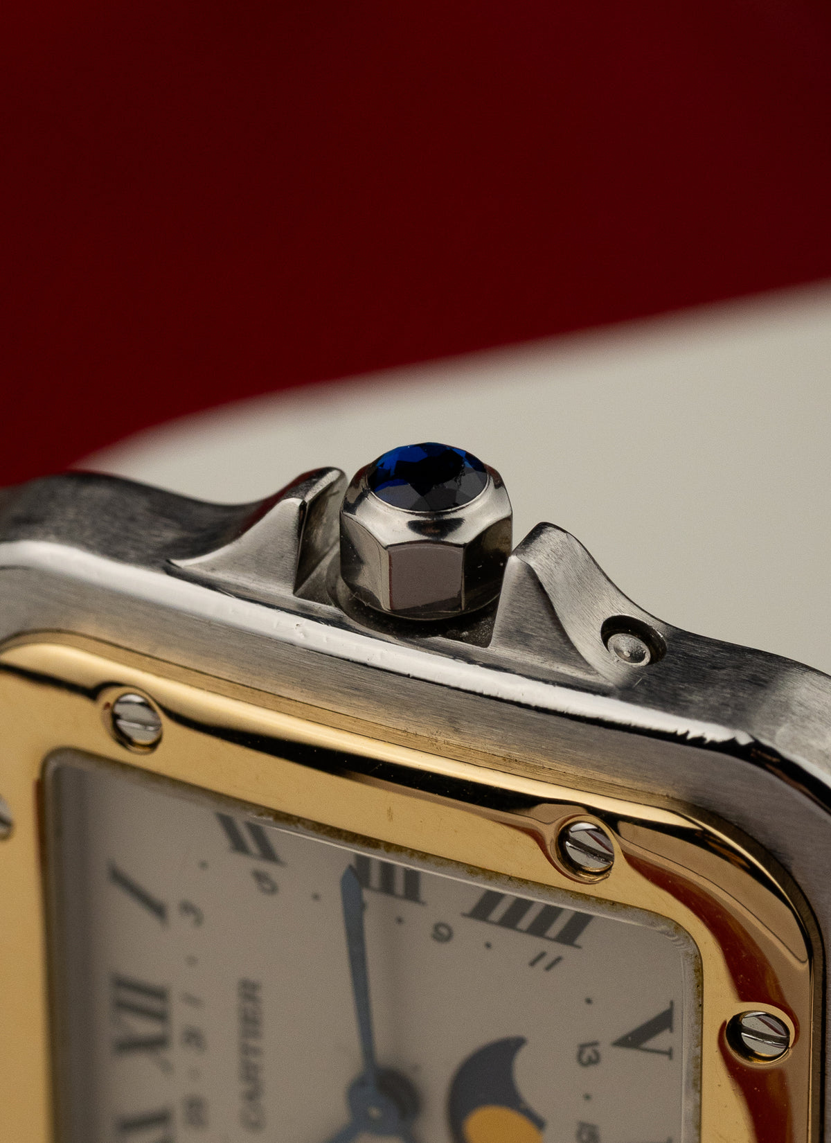 1990s Cartier Santos Moonphase Bicolor 119901 Box Serviced