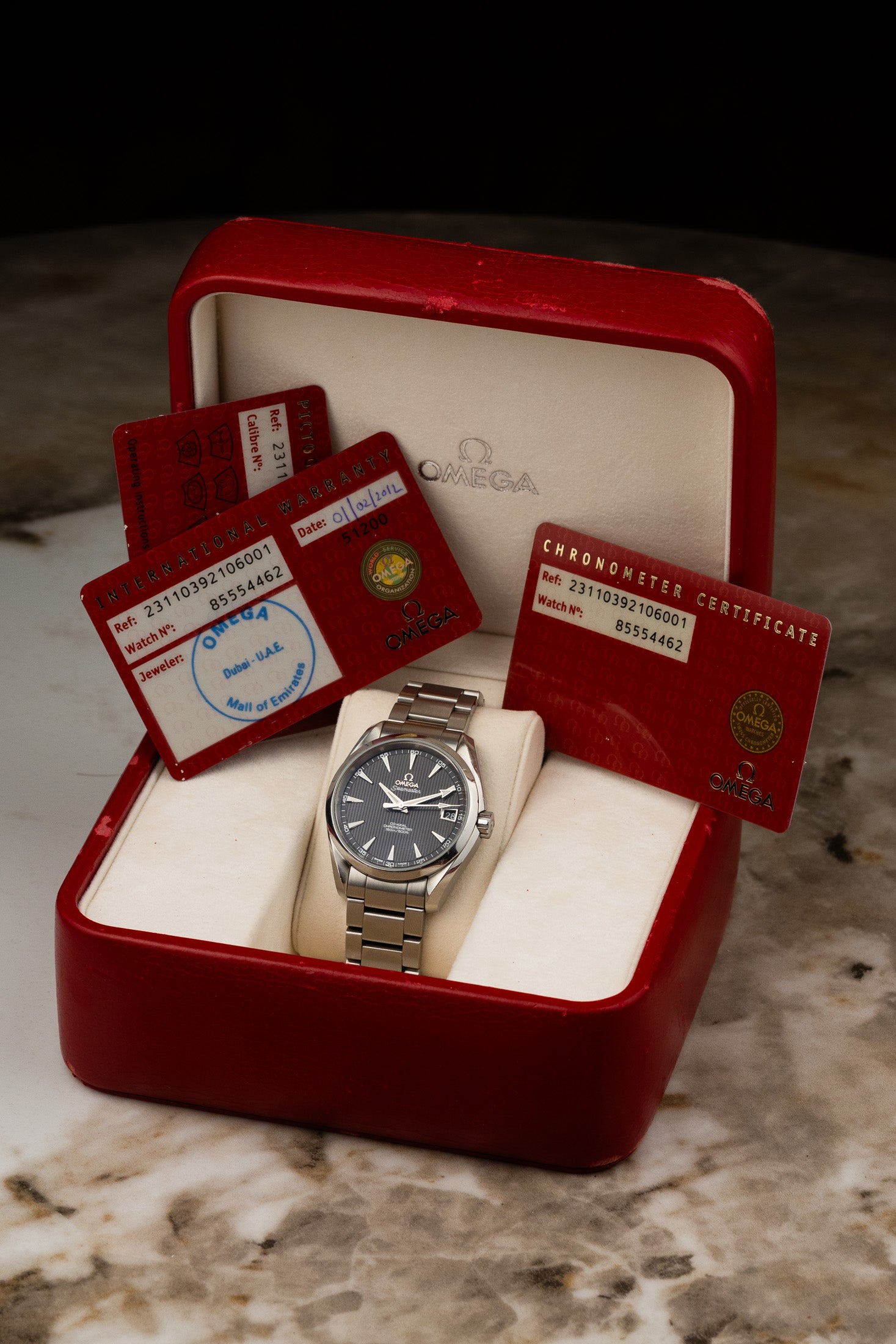 2012 Omega Seamaster Aqua Terra 231.10.39.21.06.001 cal. 8500 Box & Papers
