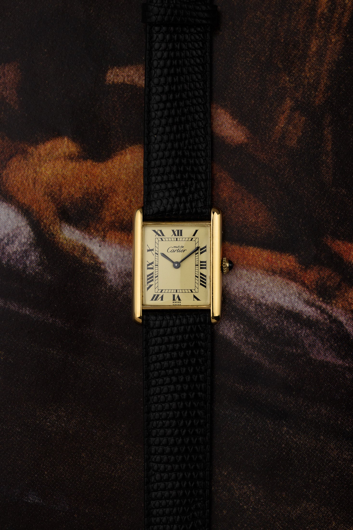 1980s Must de Cartier Tank Ivory Roman Dial Manual Wind Serviced