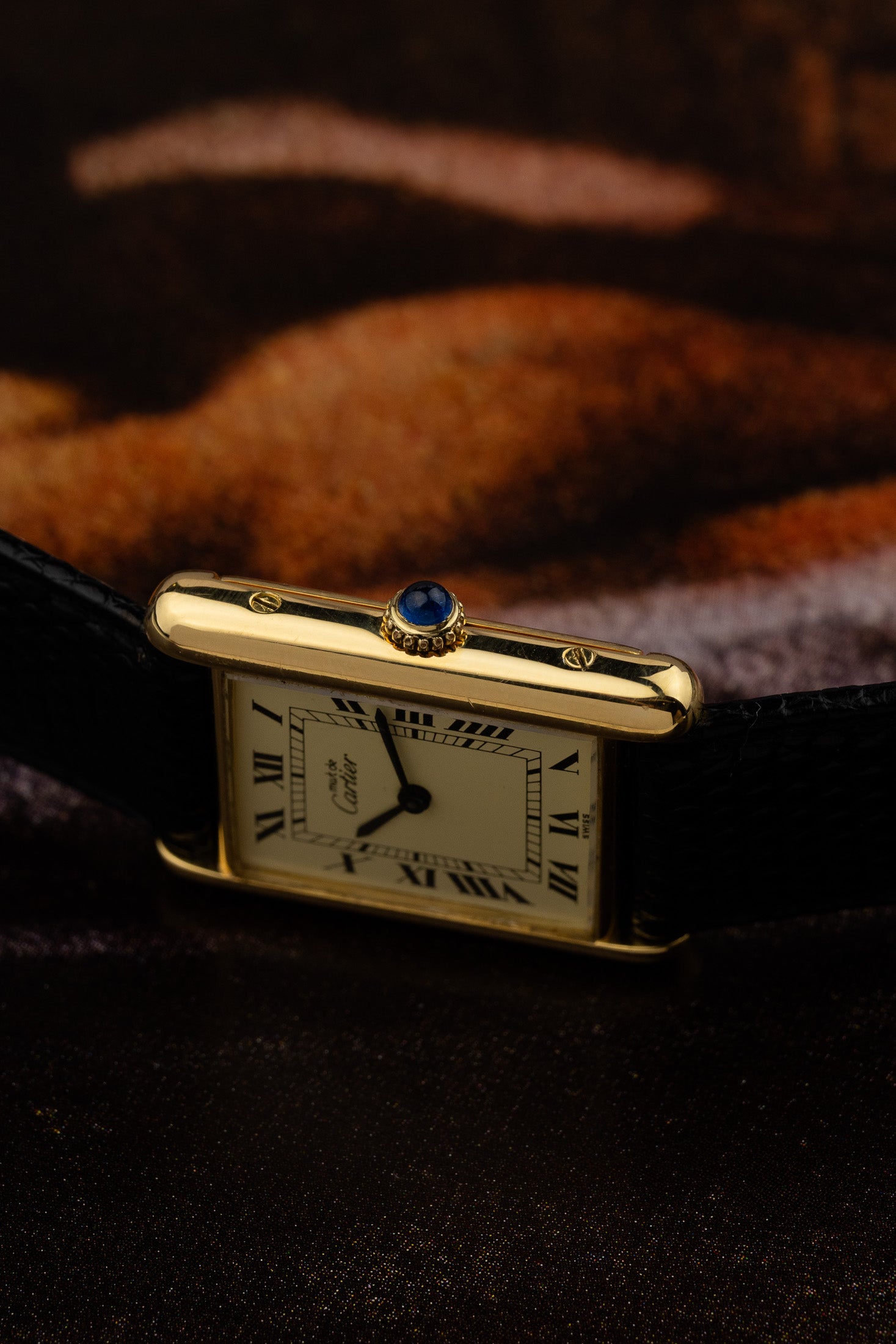 1980s Must de Cartier Tank Ivory Roman Dial Manual Wind Serviced