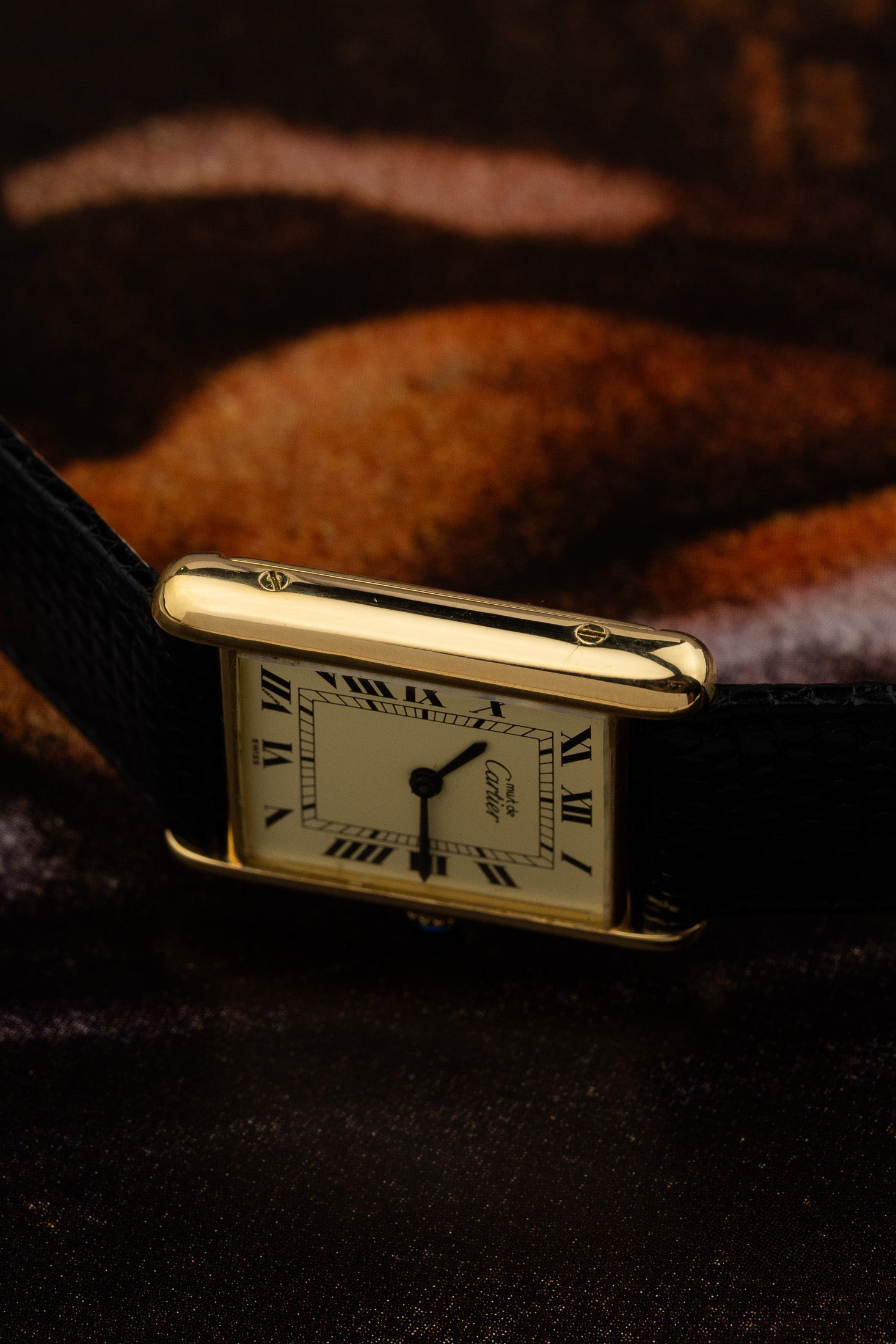 1980s Must de Cartier Tank Ivory Roman Dial Manual Wind Serviced