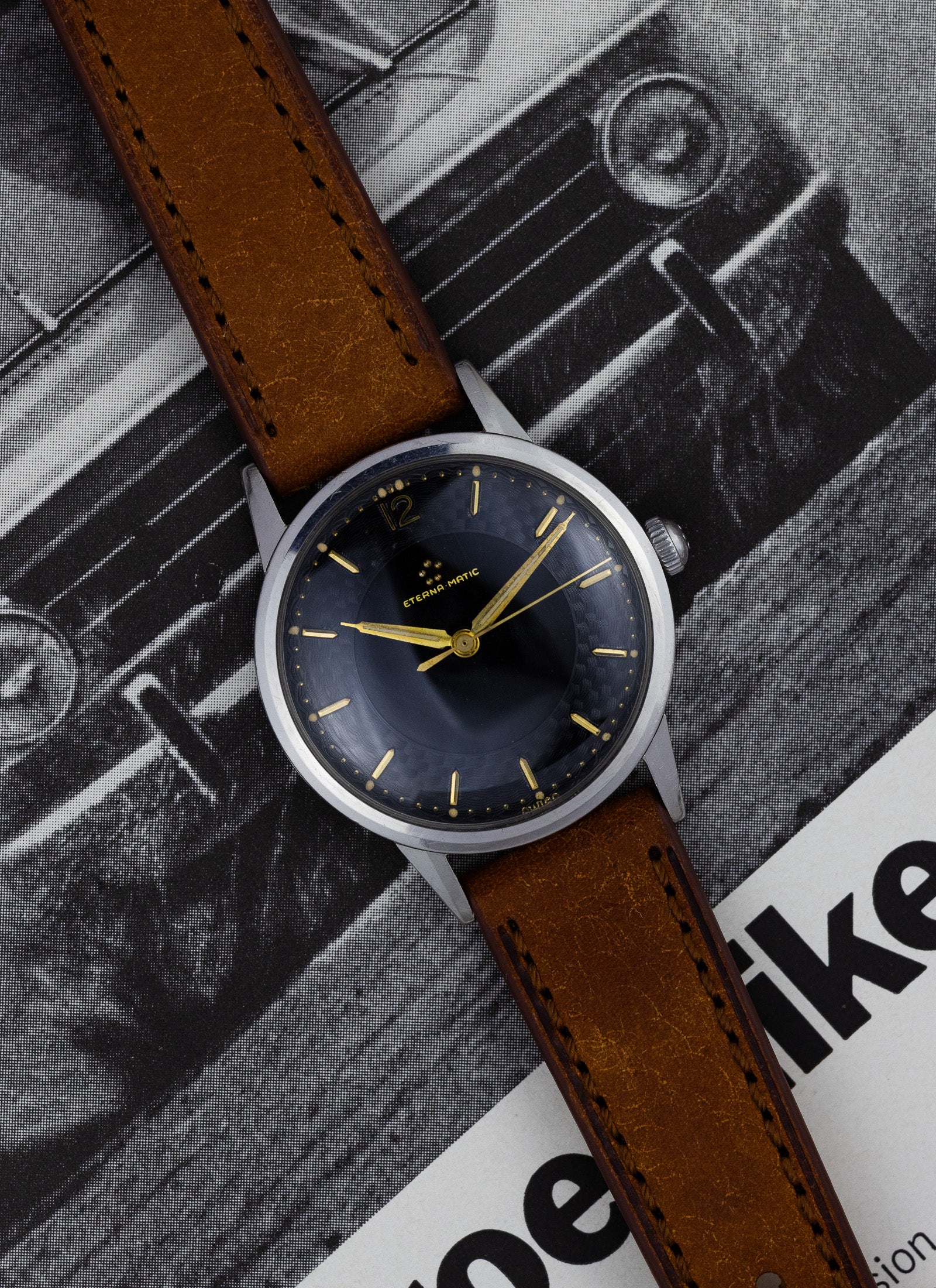 1960s Eterna Matic Black Gilt Dial cal. 1416U Serviced