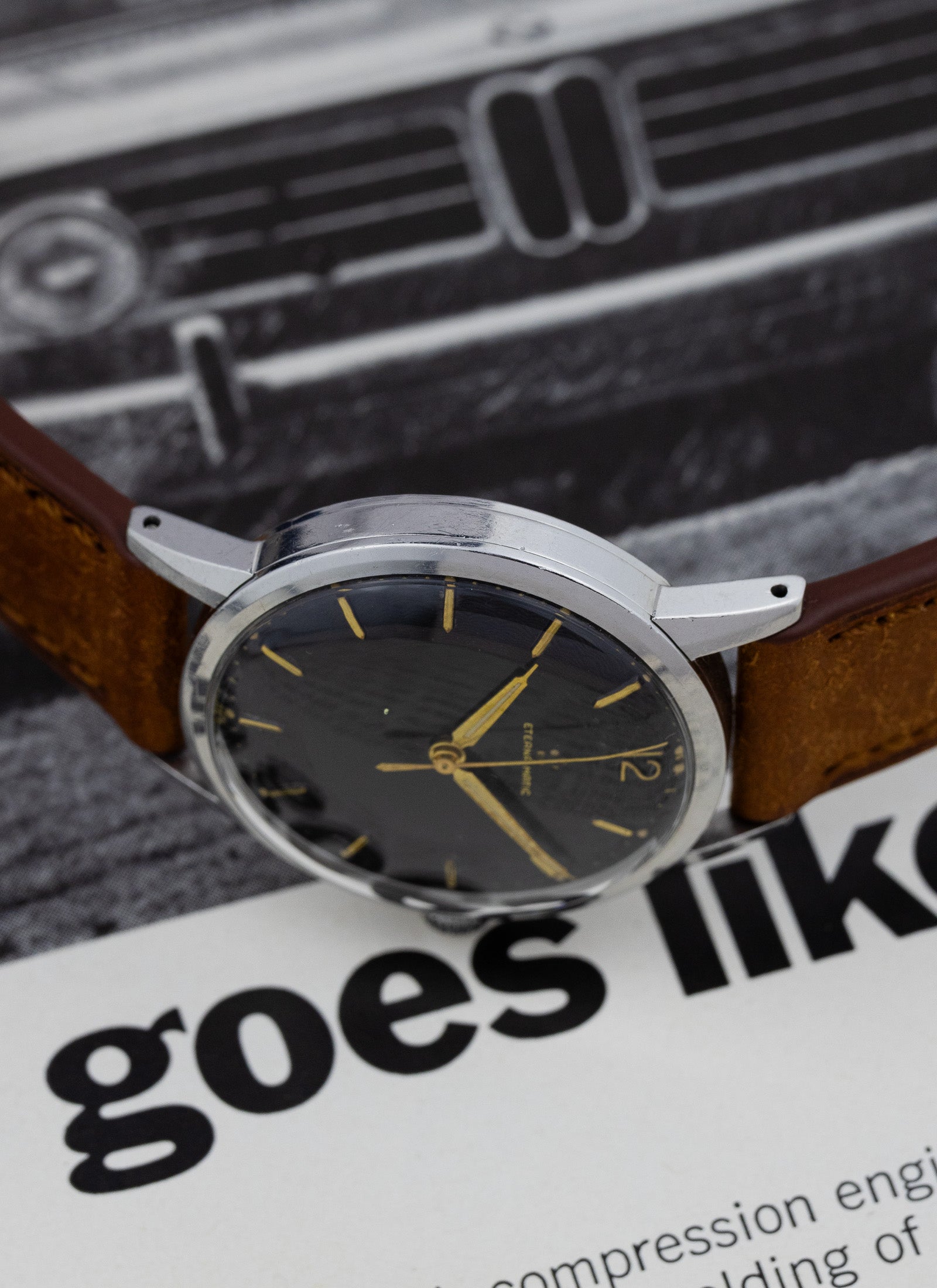 1960s Eterna Matic Black Gilt Dial cal. 1416U Serviced