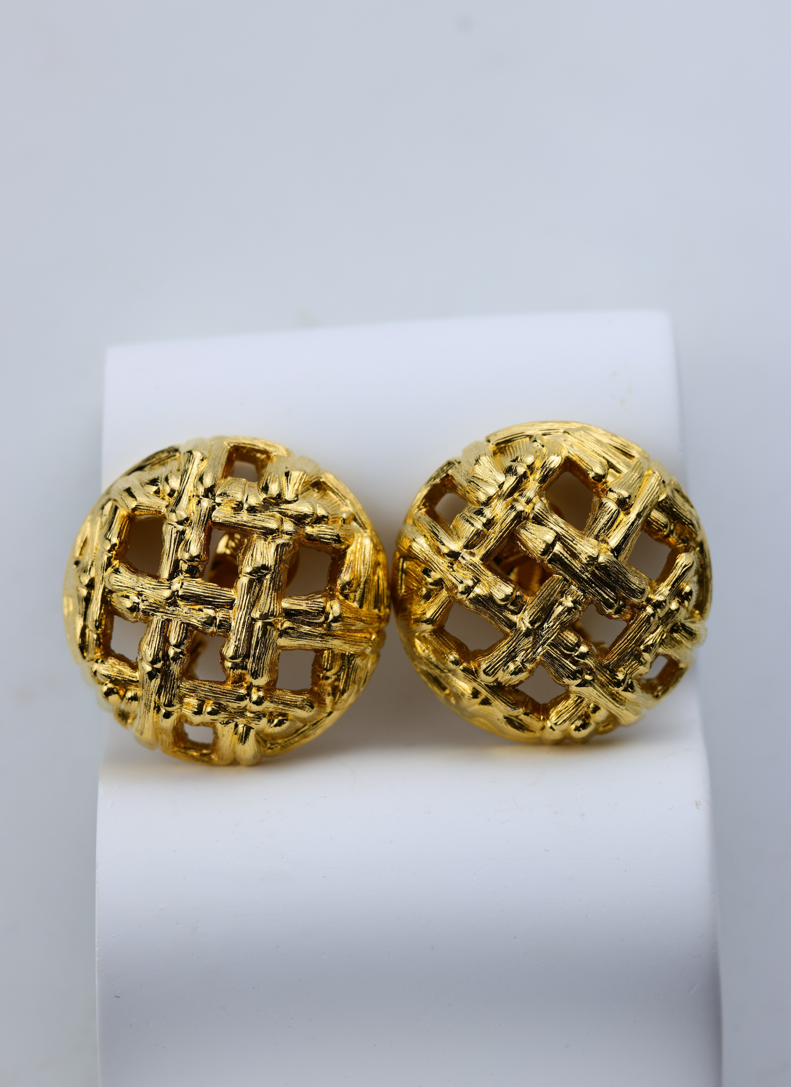 Monet - vintage klipsy mozaika/koszyczek