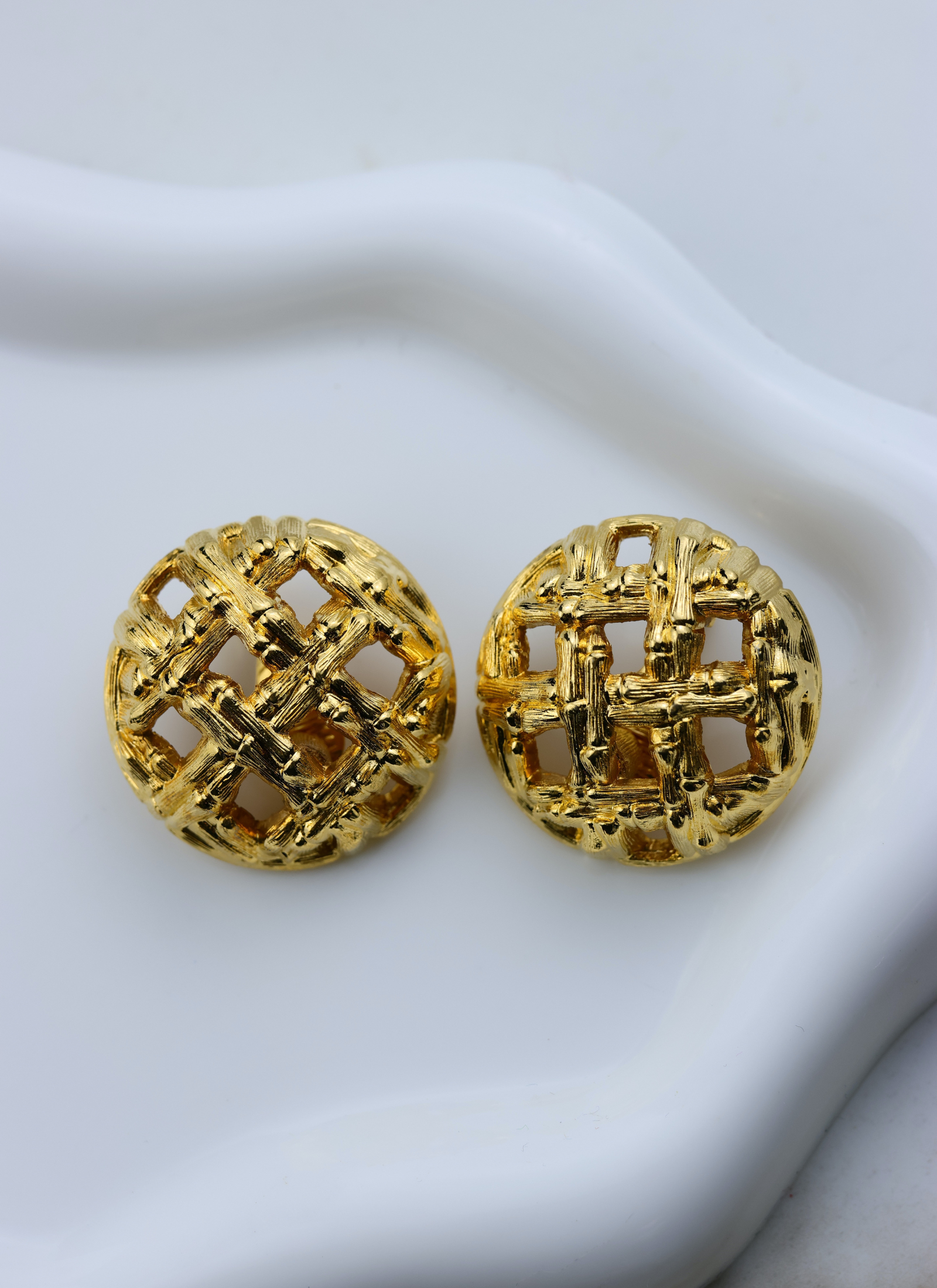 Monet - vintage klipsy mozaika/koszyczek