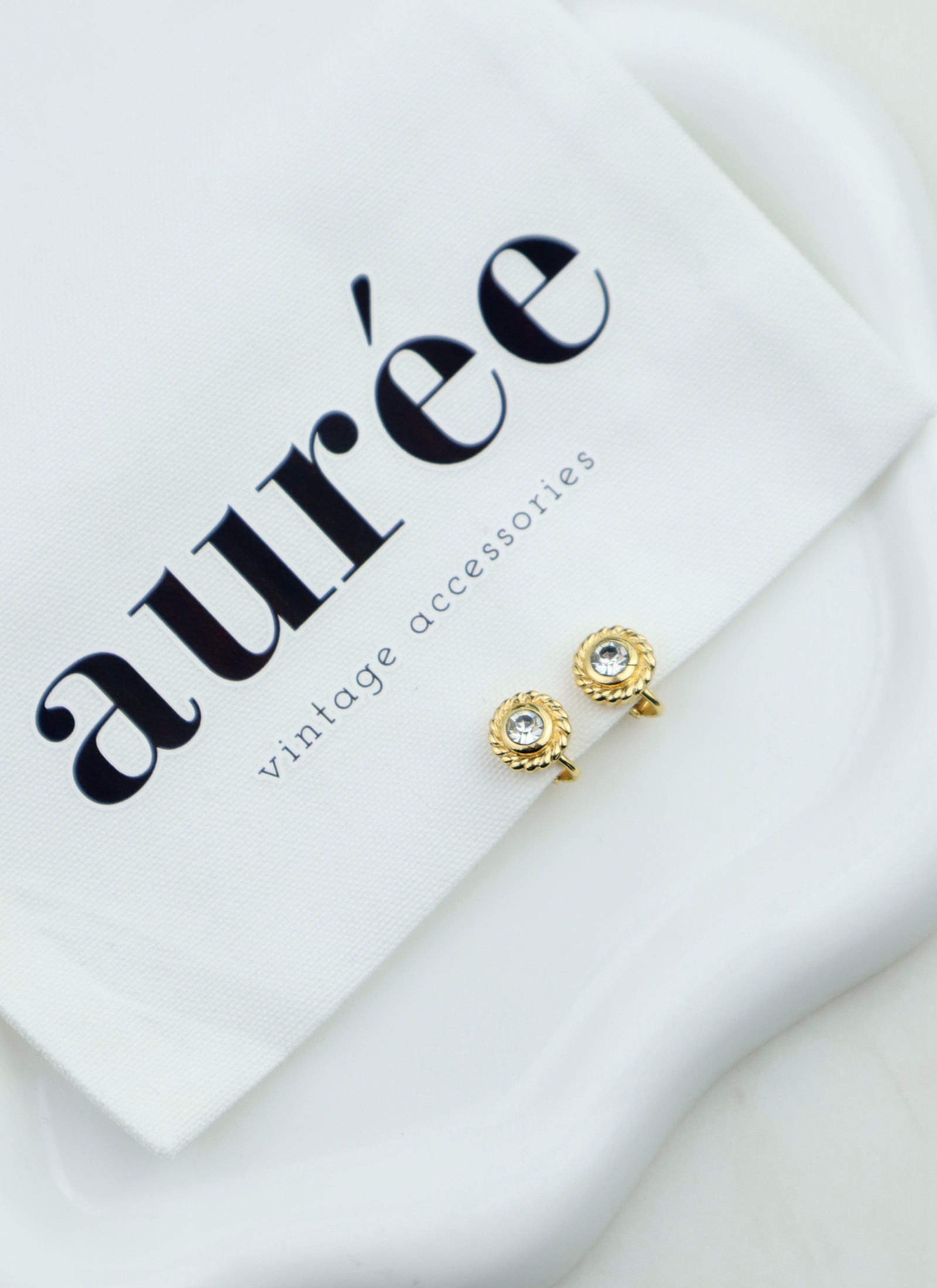 Christian Dior - klipsy vintage z kryształkiem