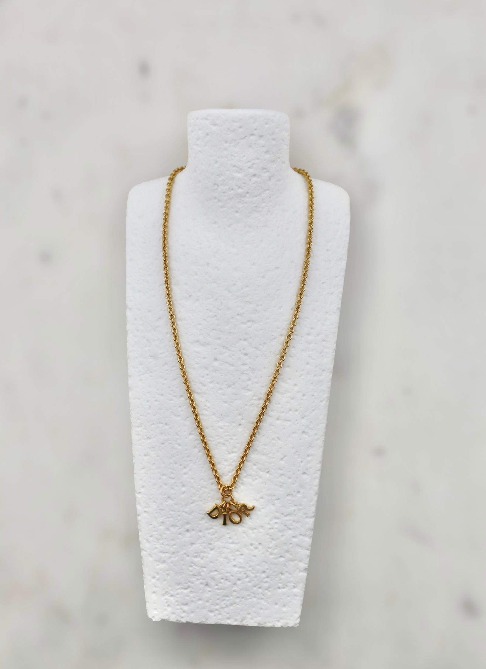 Christian Dior - pozłacany naszyjnik vintage z logowaniem