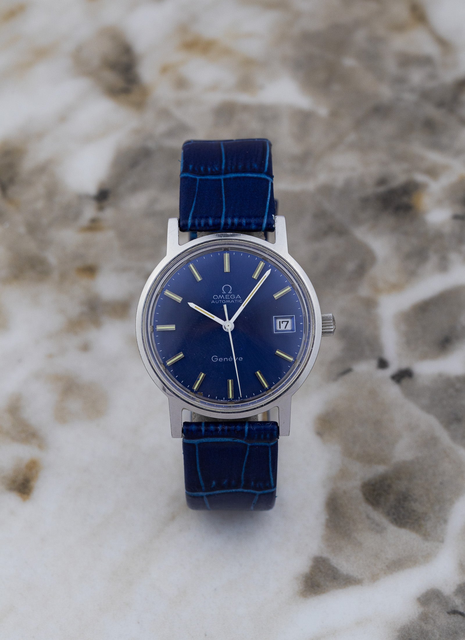 1970s Omega Geneve Blue Dial 166.0163 cal. 1012