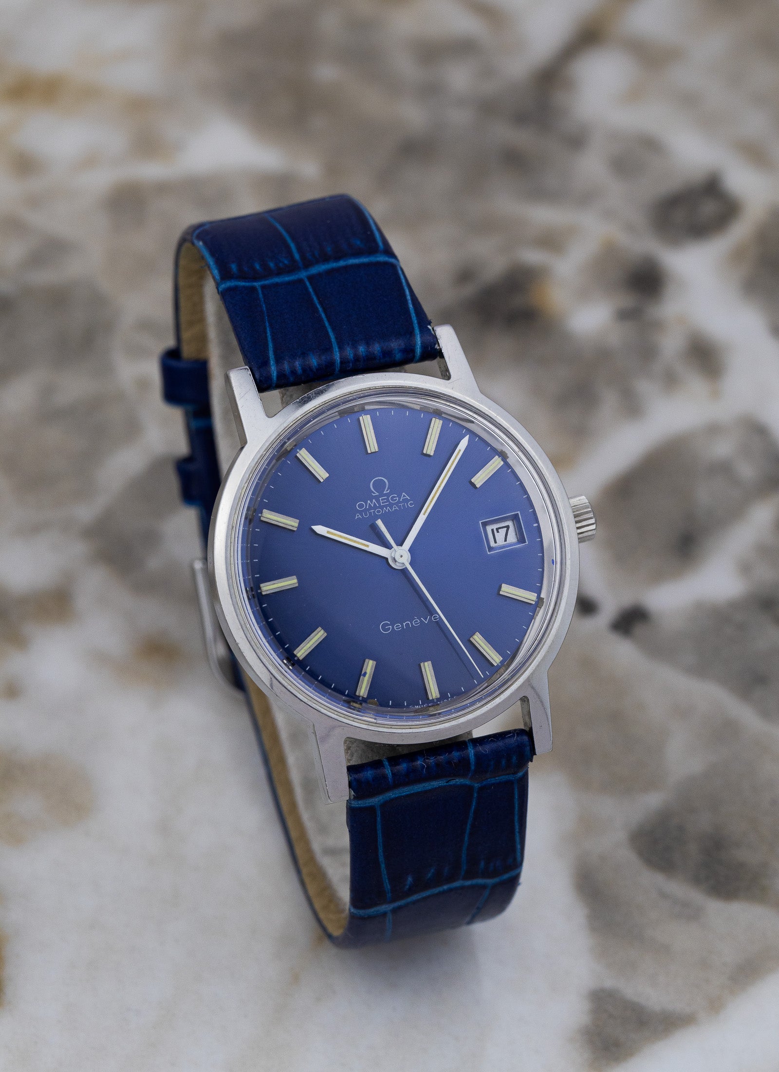 1970s Omega Geneve Blue Dial 166.0163 cal. 1012