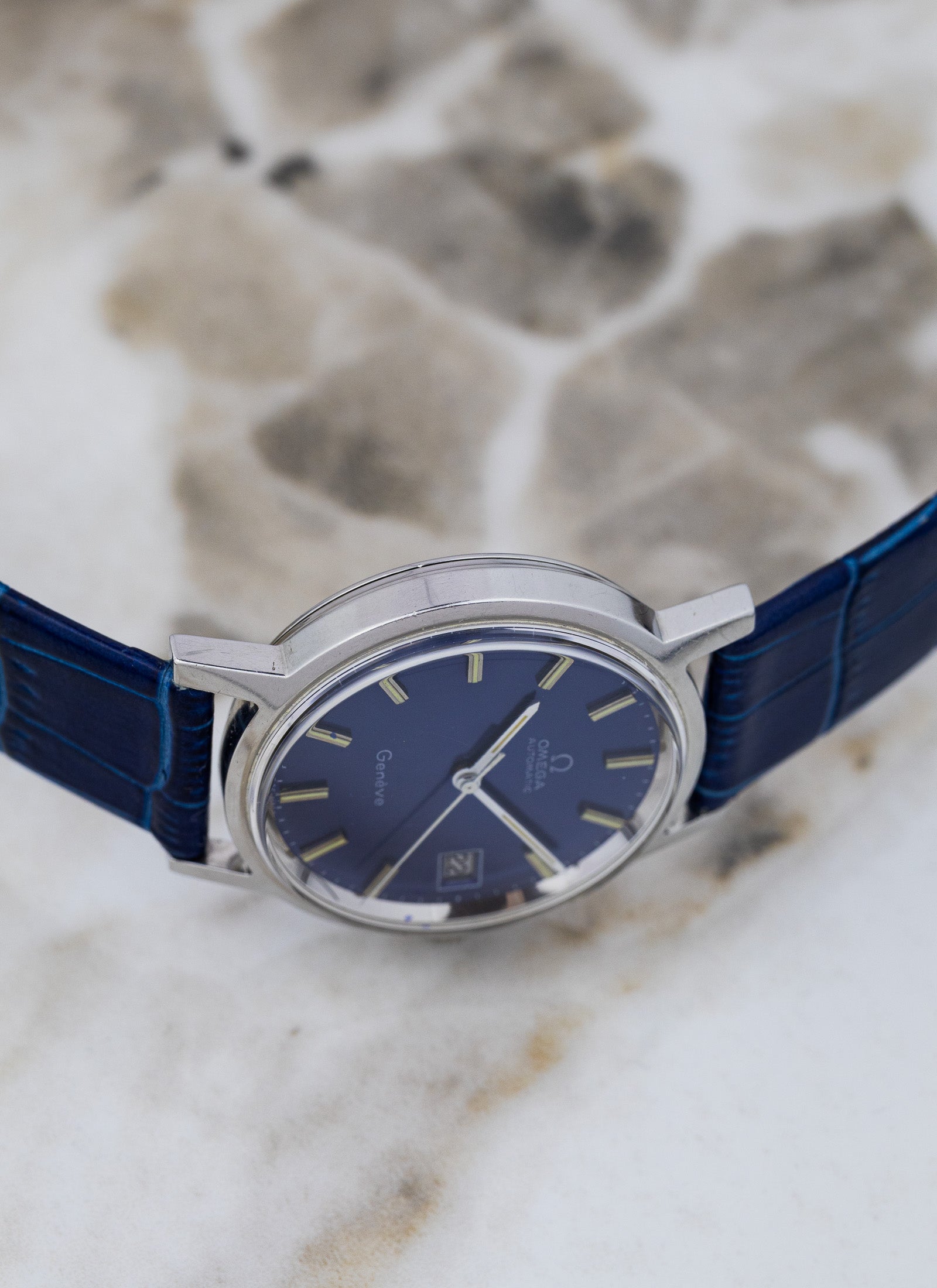 1970s Omega Geneve Blue Dial 166.0163 cal. 1012