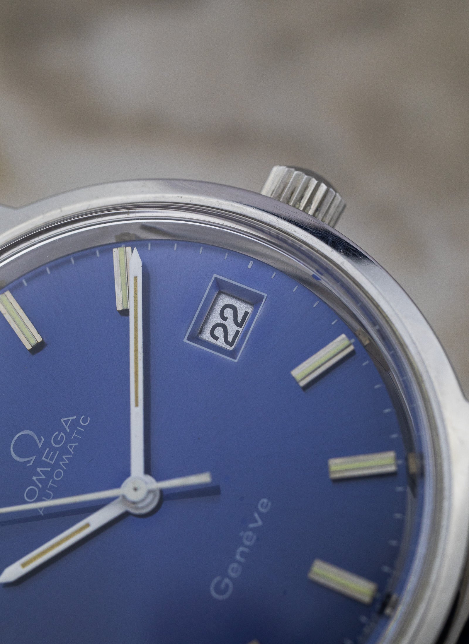 1970s Omega Geneve Blue Dial 166.0163 cal. 1012
