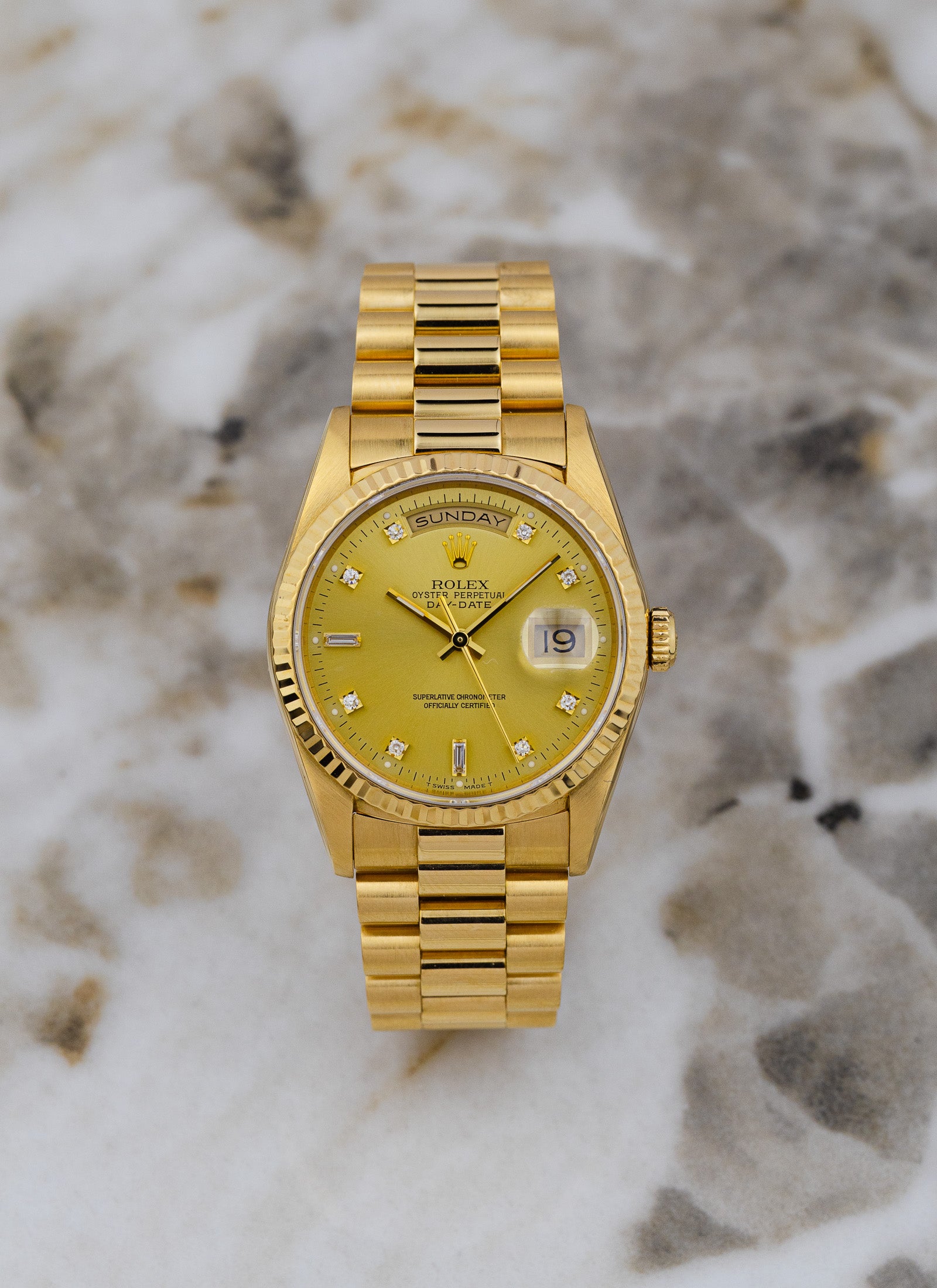 1994 Rolex Day-Date 18238 Factory Diamond Dial Full Set