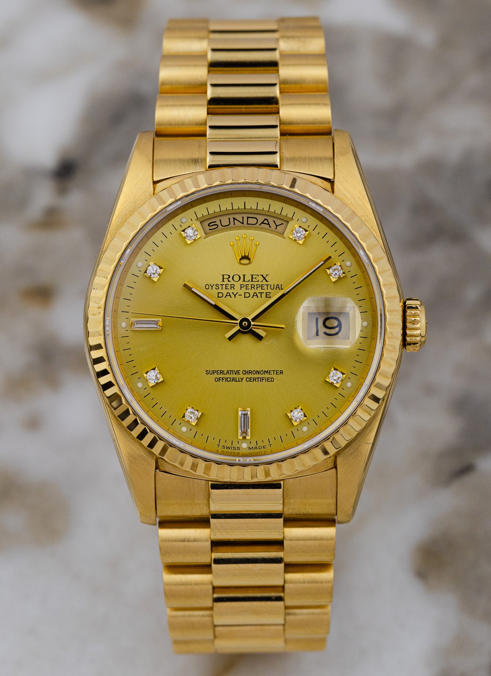1994 Rolex Day-Date 18238 Factory Diamond Dial Full Set