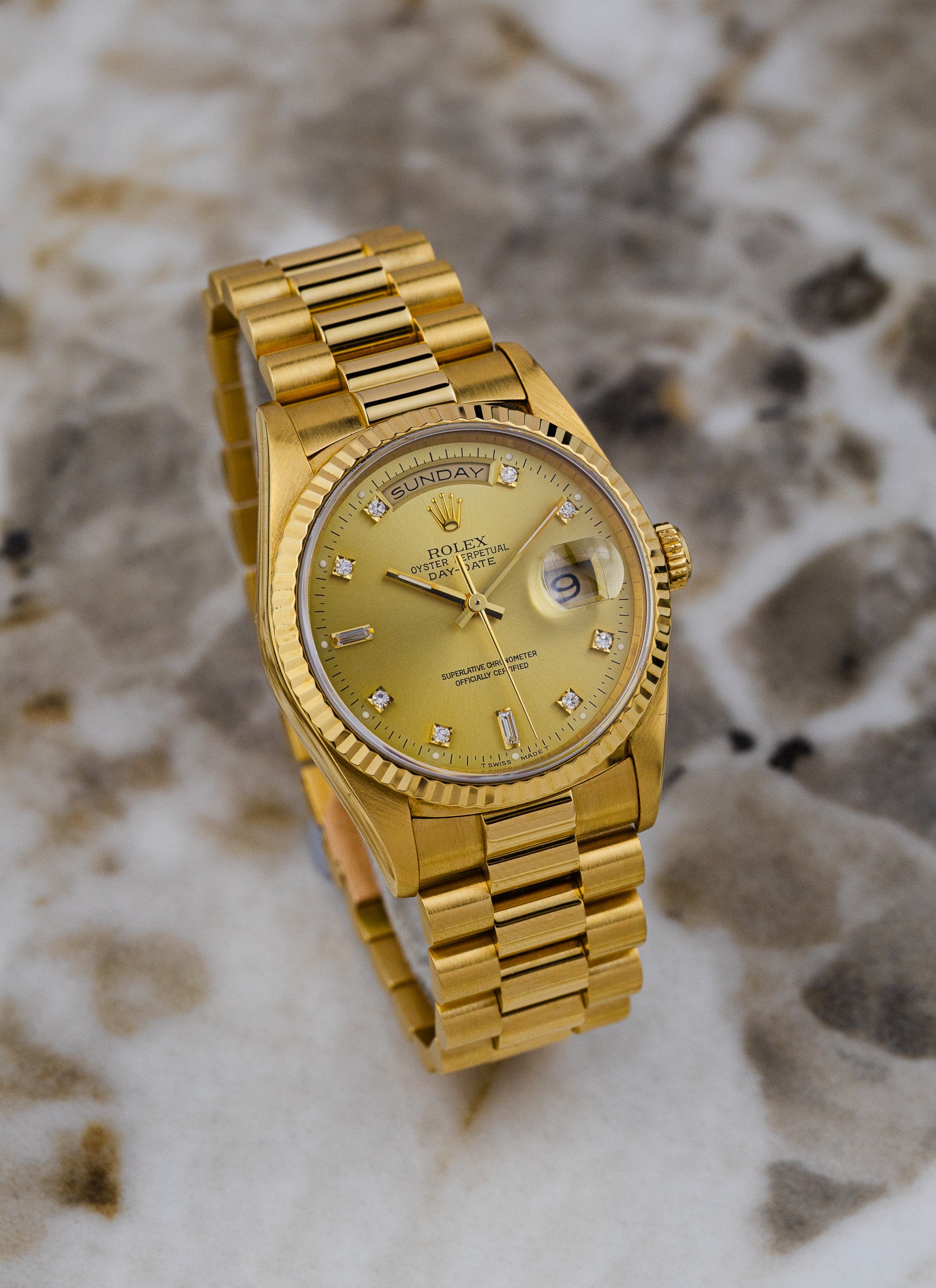 1994 Rolex Day-Date 18238 Factory Diamond Dial Full Set