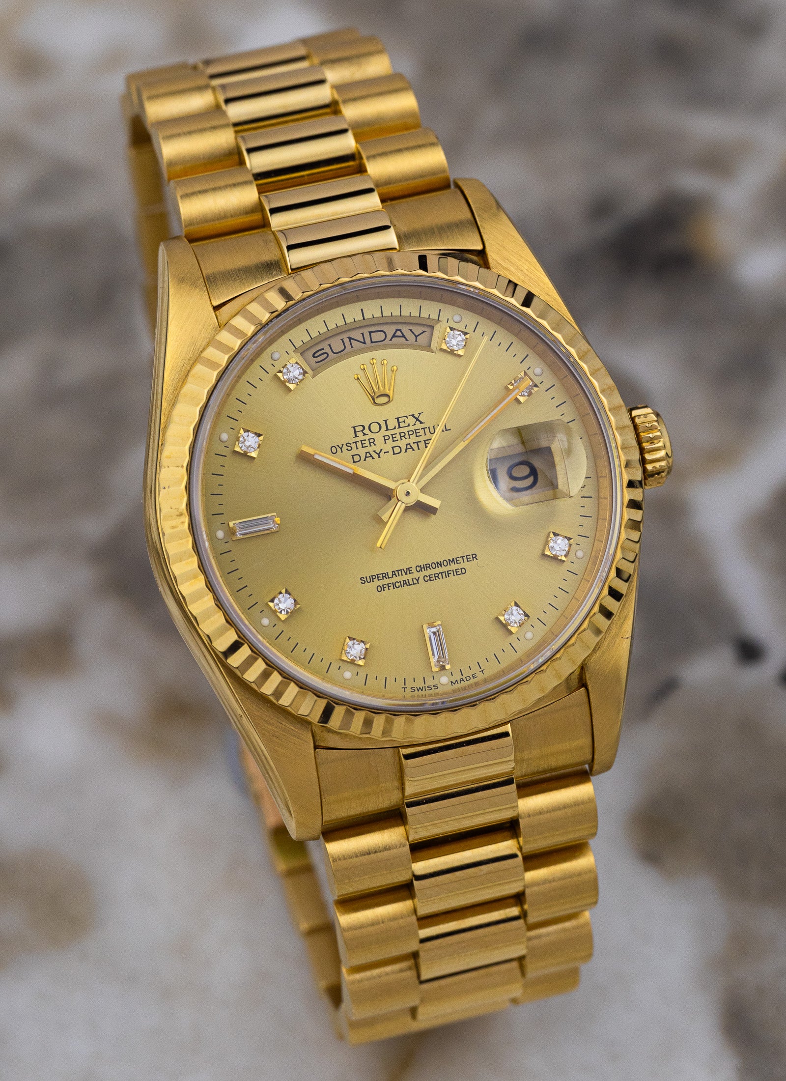 1994 Rolex Day-Date 18238 Factory Diamond Dial Full Set