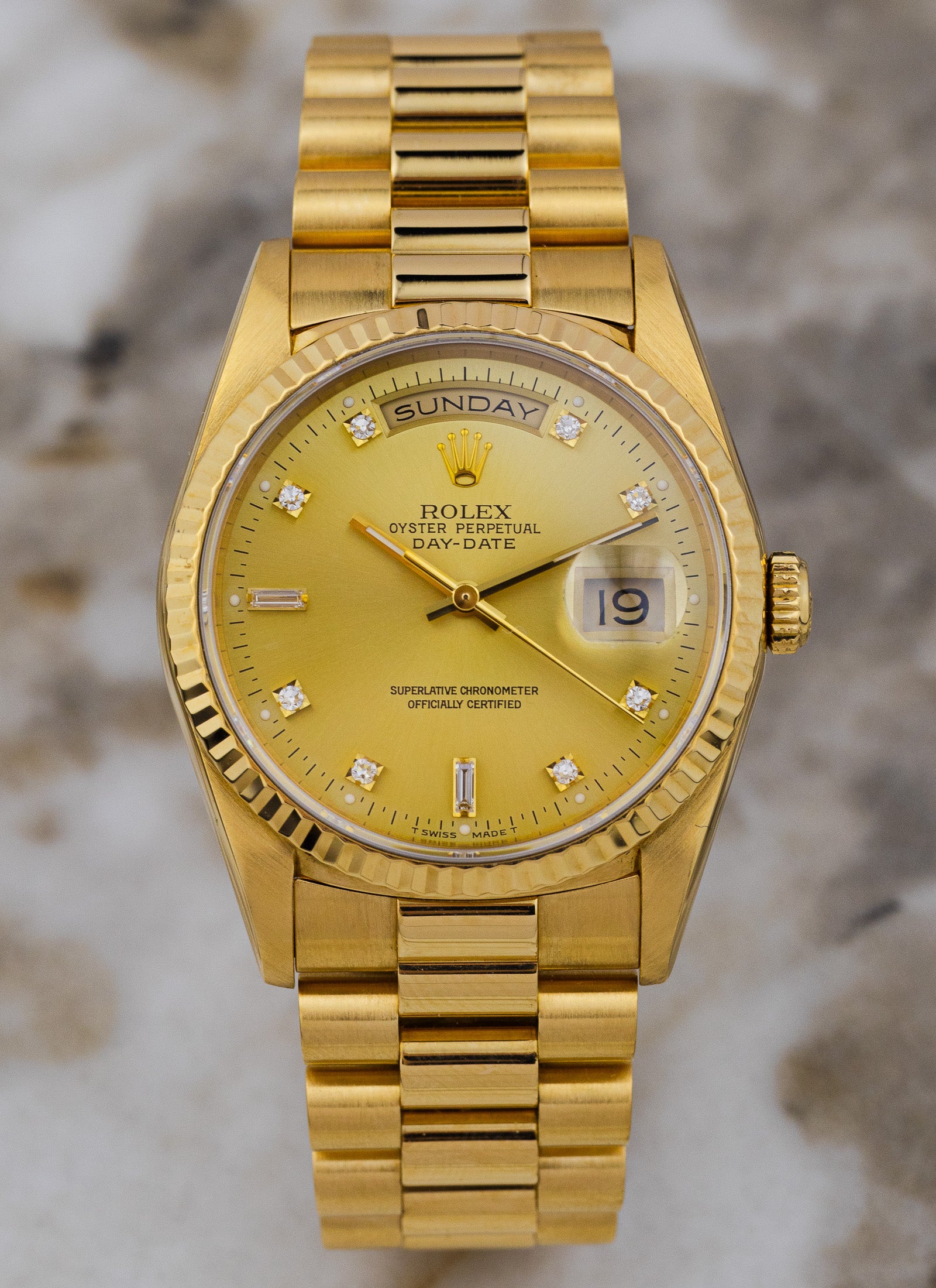1994 Rolex Day-Date 18238 Factory Diamond Dial Full Set